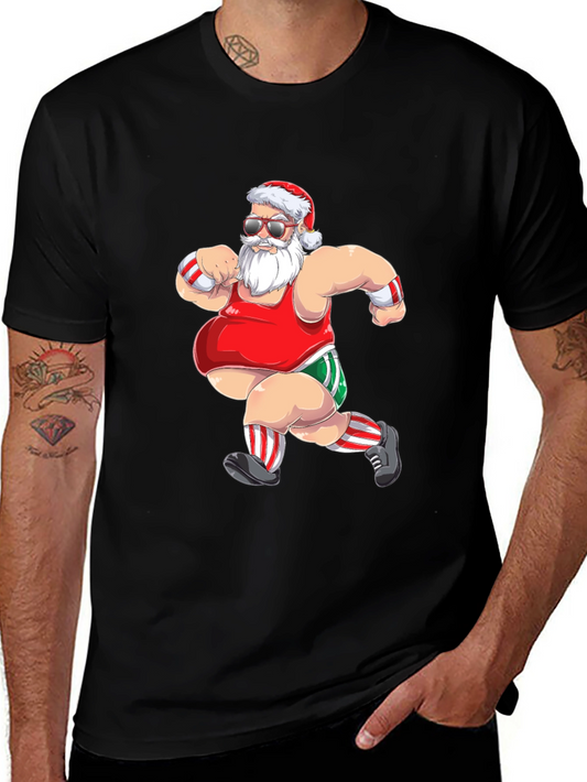 Running Santa Graphic T-Shirt - Black