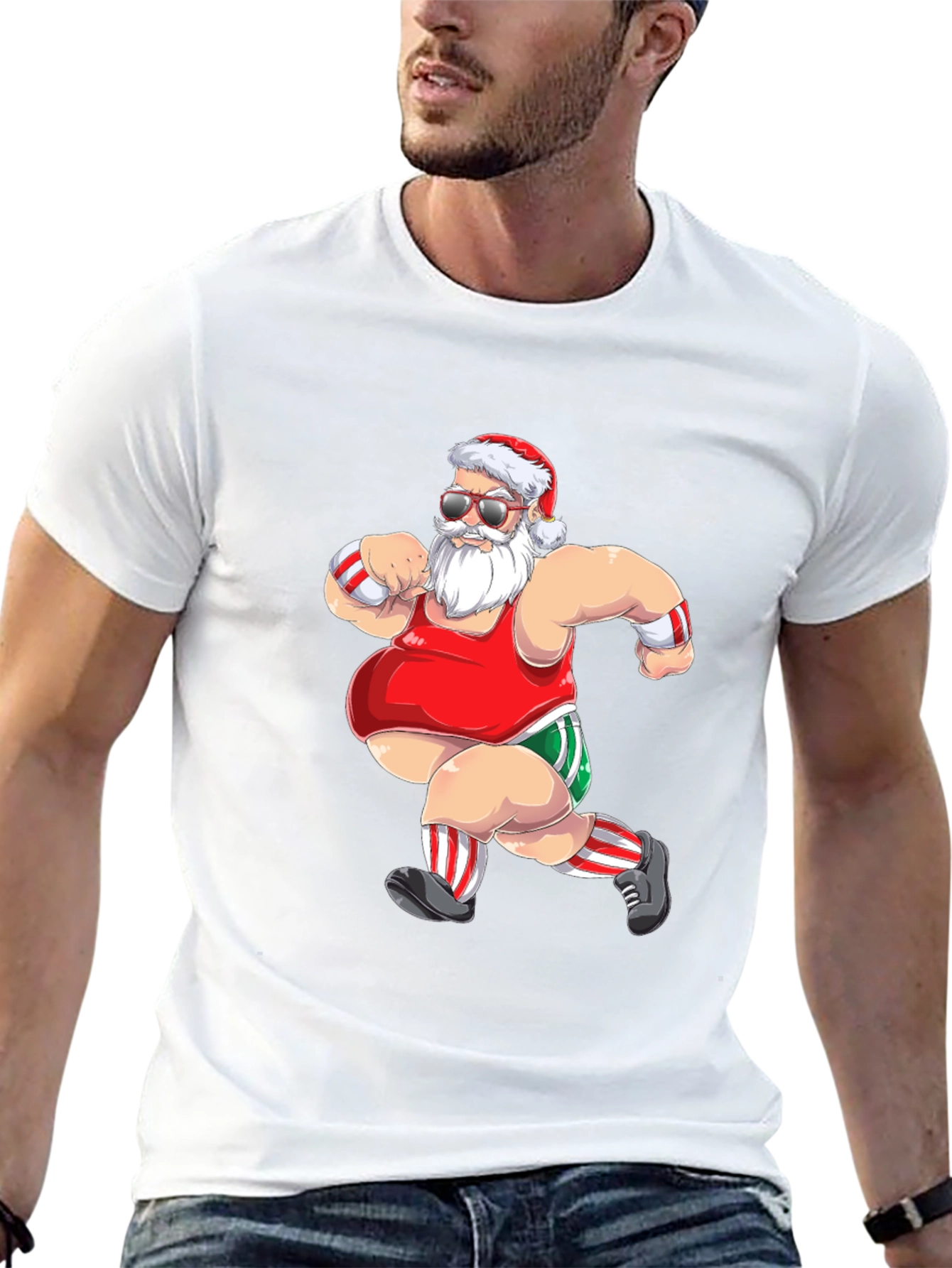 Running Santa Graphic T-Shirt - Black