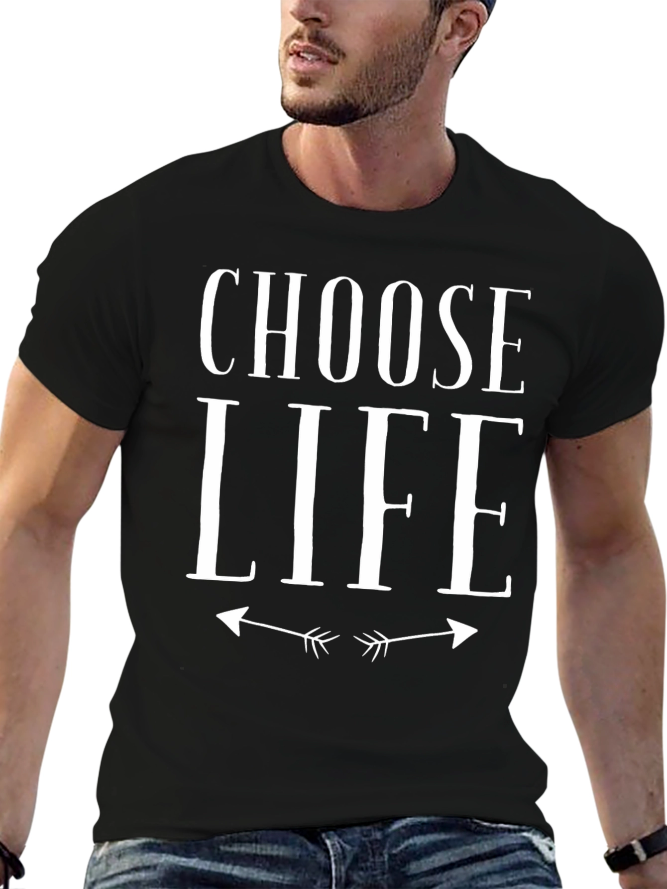 Choose Life Graphic Tee - Black Cotton T-Shirt