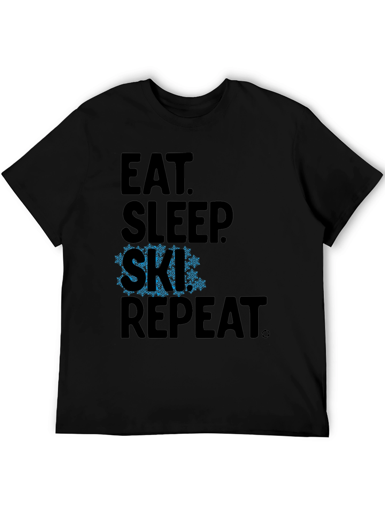 Eat Sleep Ski Repeat Black Graphic Tee