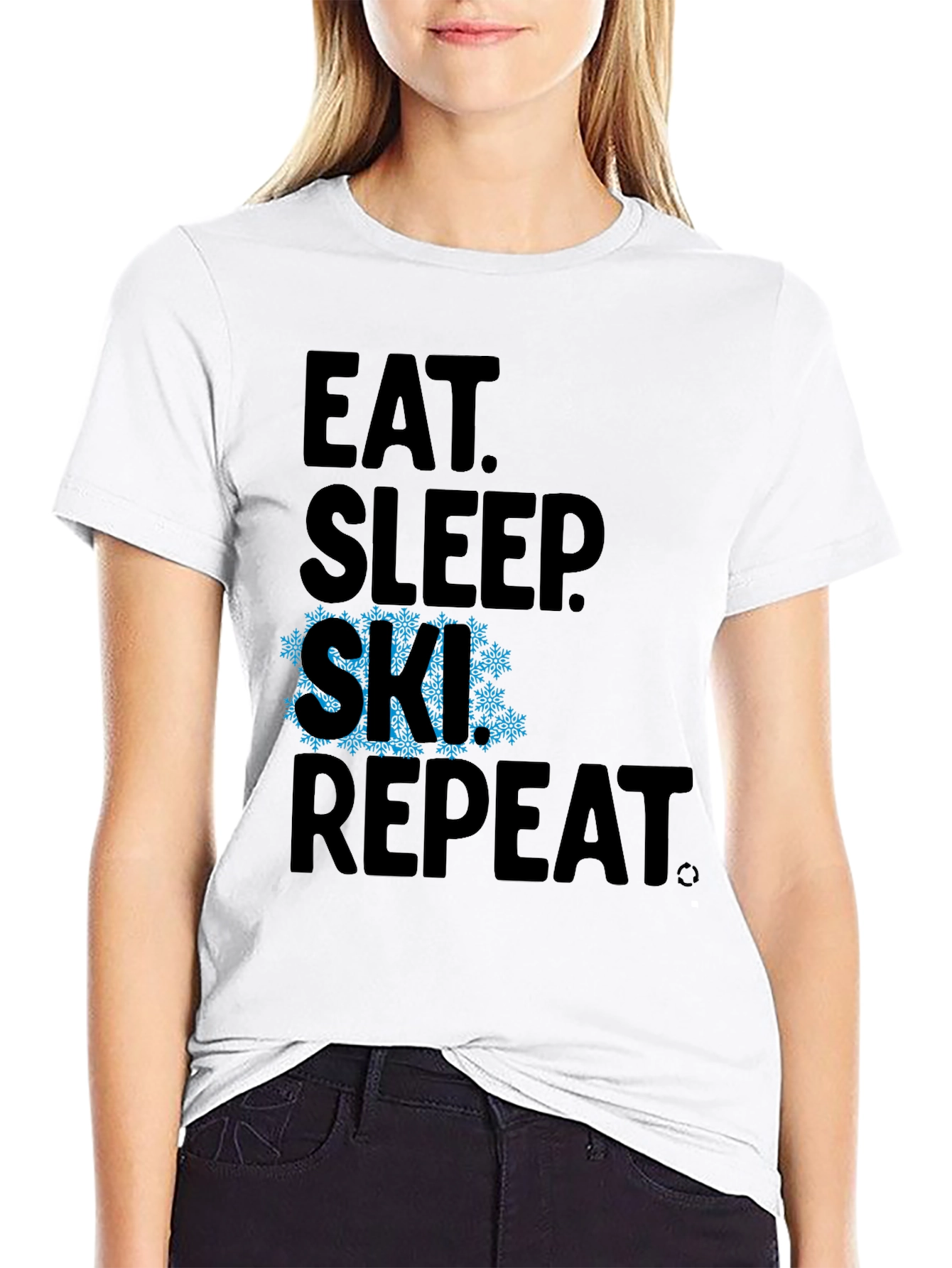 Eat Sleep Ski Repeat Black Graphic Tee