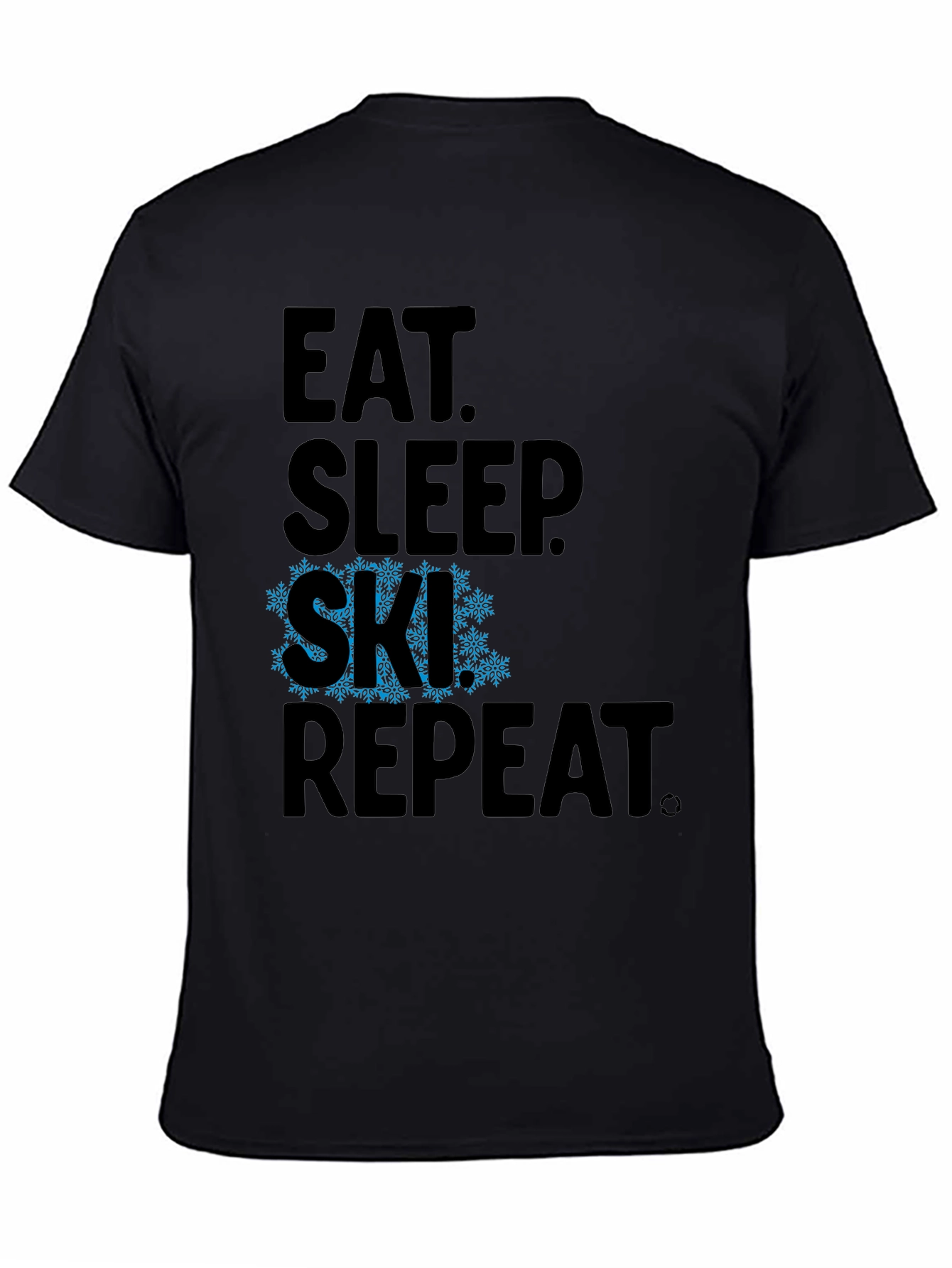 Eat Sleep Ski Repeat Black Graphic Tee