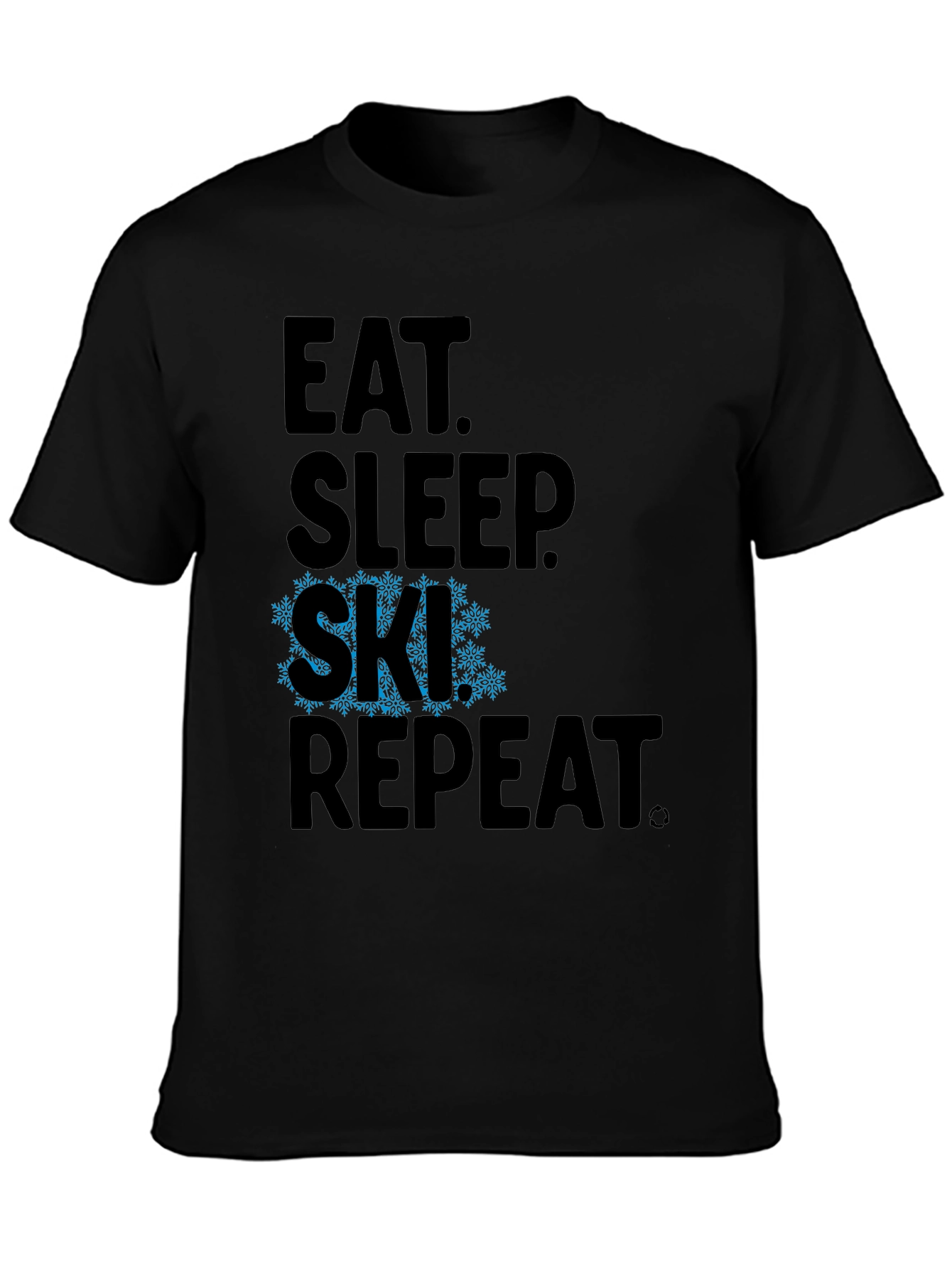 Eat Sleep Ski Repeat Black Graphic Tee