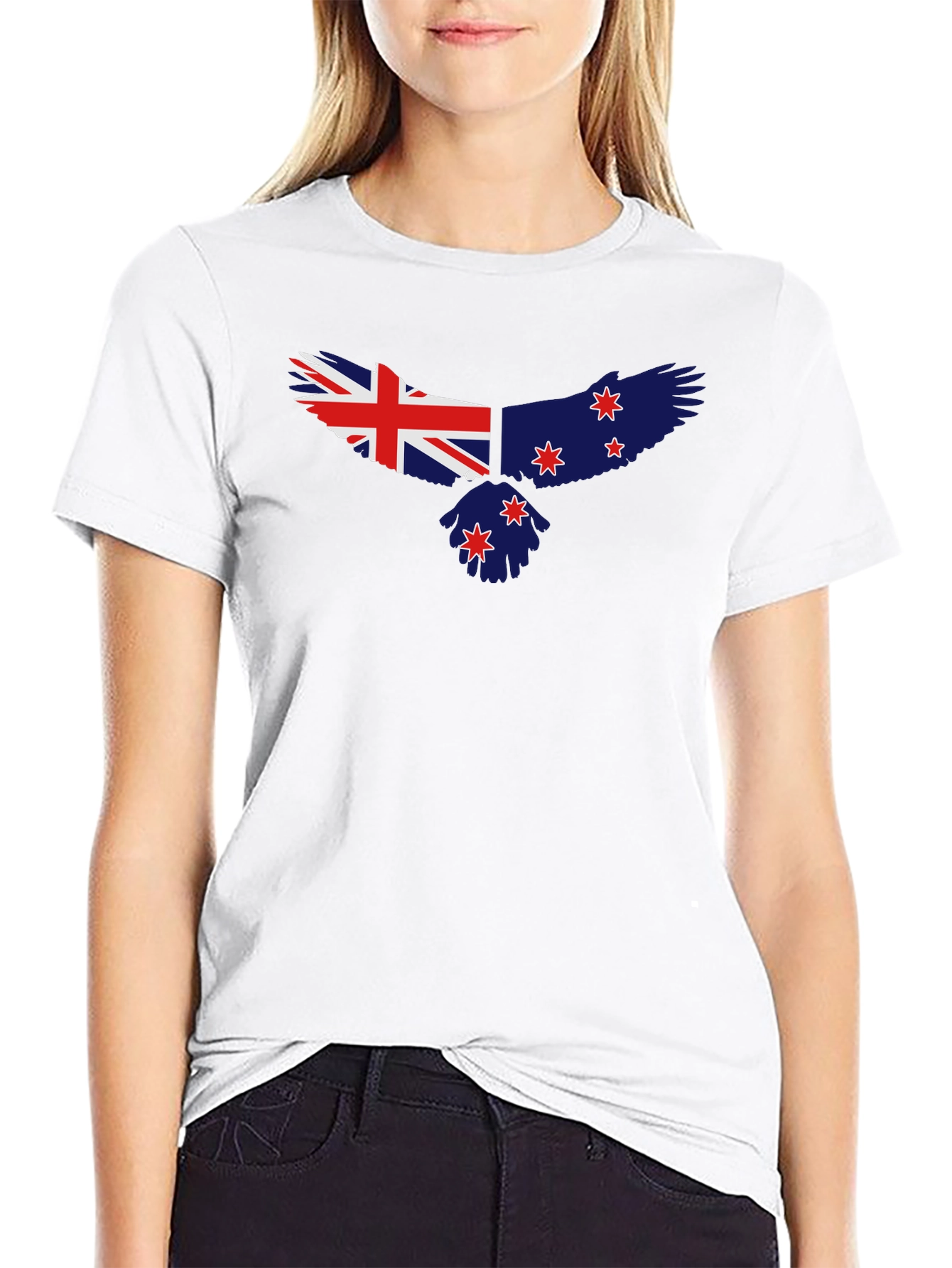 New Zealand Flag Eagle Black T-Shirt