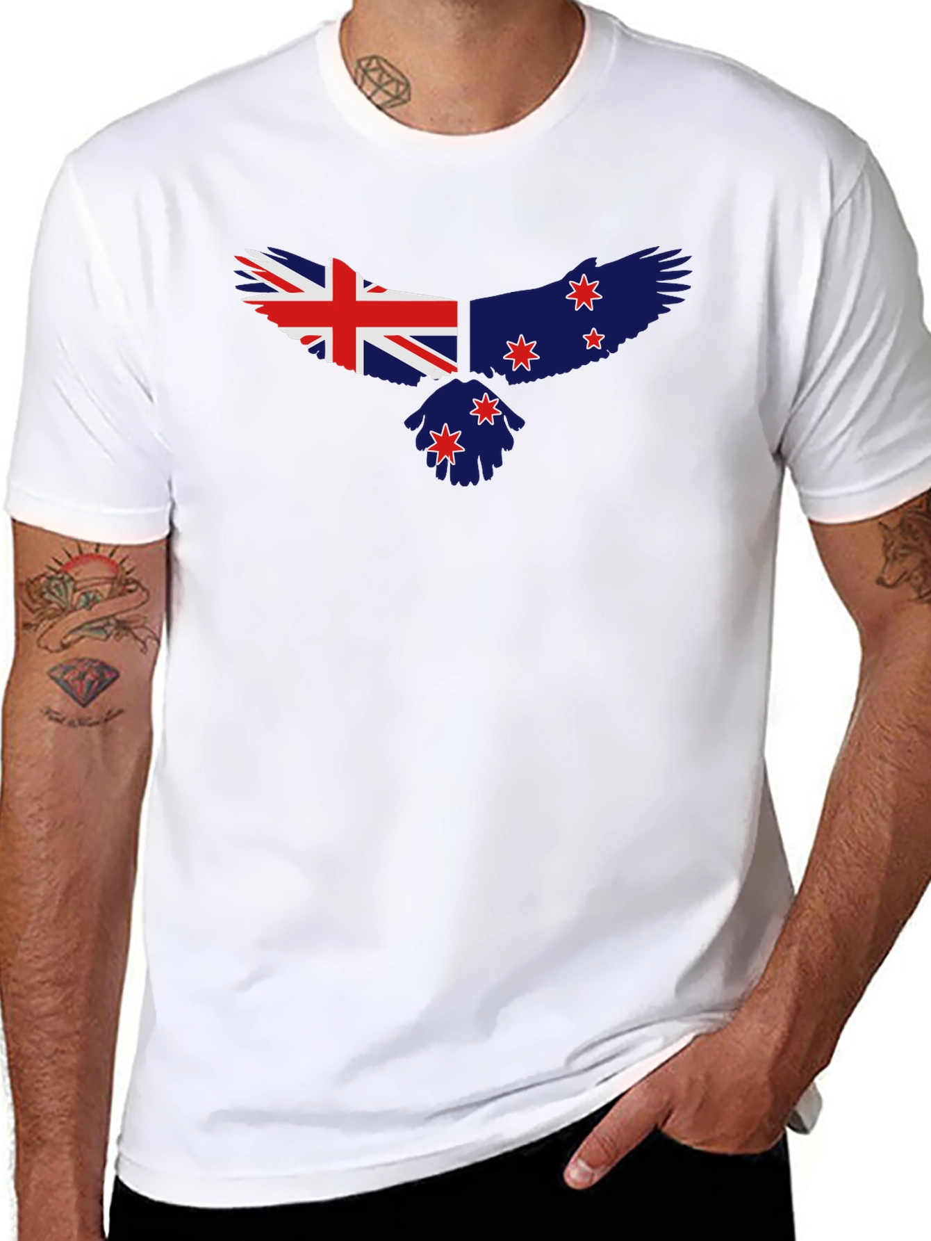 New Zealand Flag Eagle Black T-Shirt
