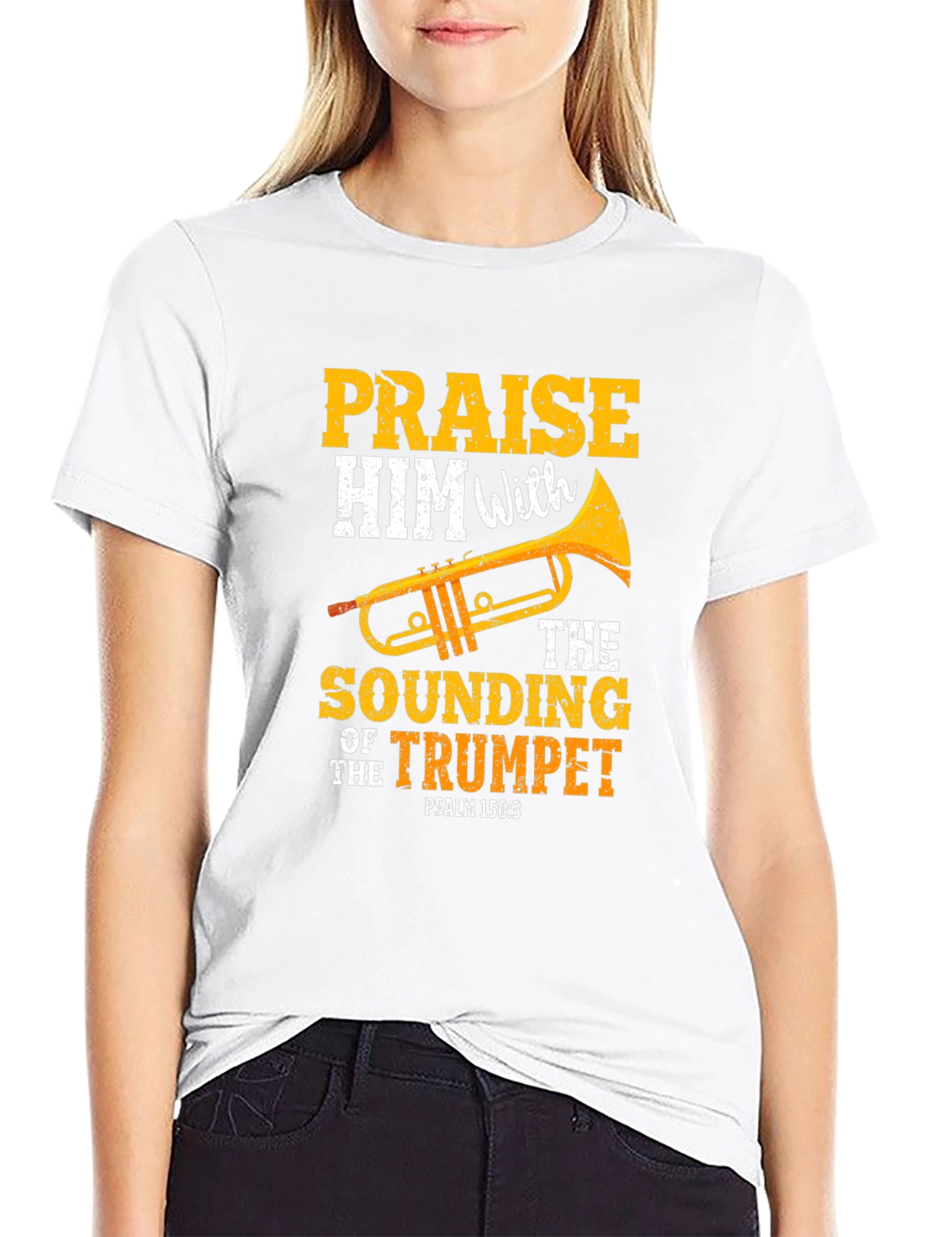 Praise Him Trumpet Black T-Shirt