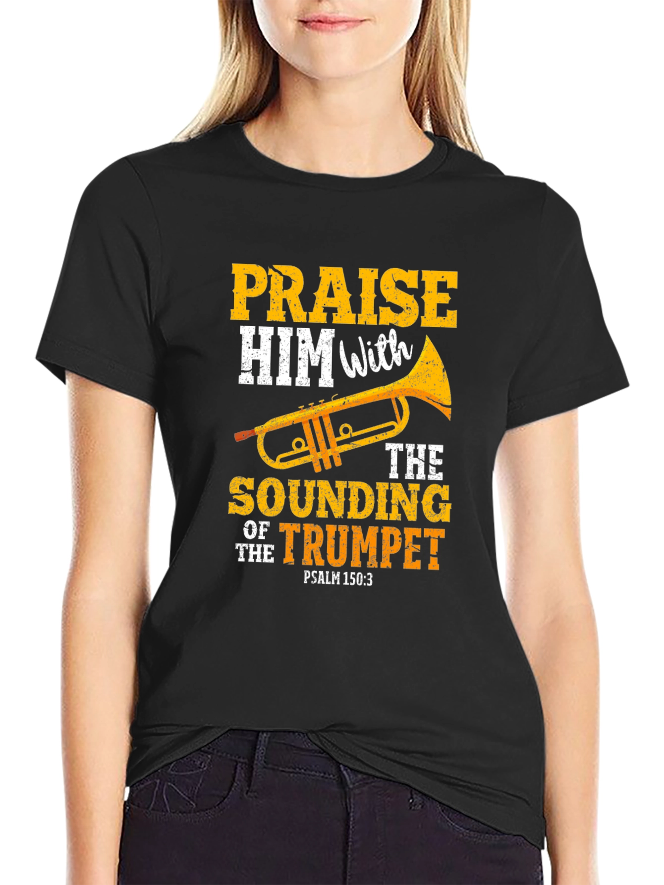 Praise Him Trumpet Black T-Shirt