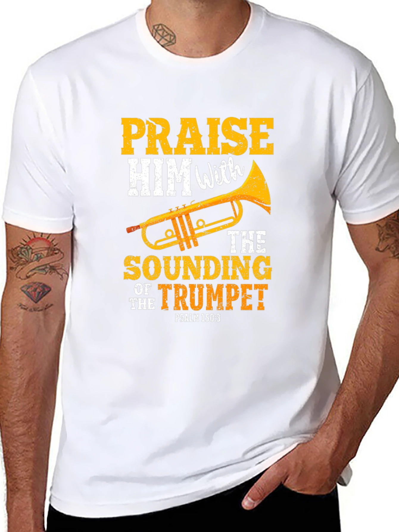 Praise Him Trumpet Black T-Shirt