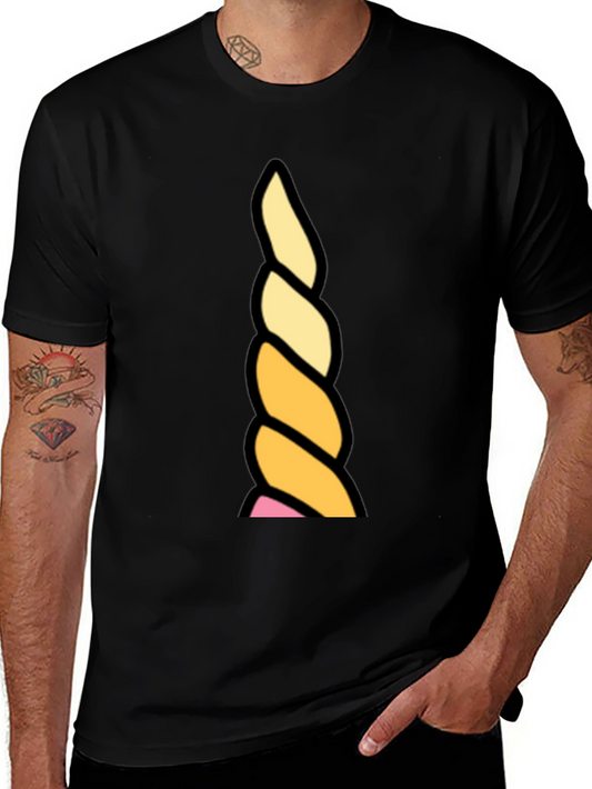 Unicorn Horn Graphic Tee - Black Cotton T-Shirt
