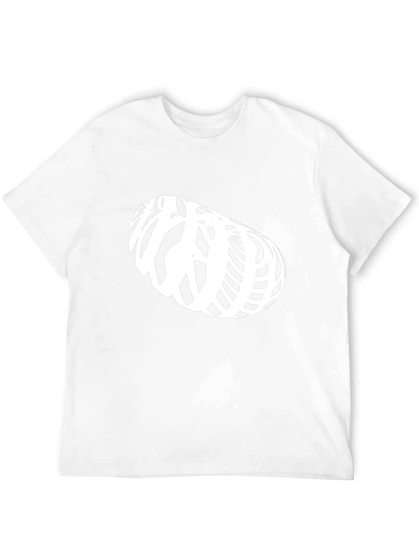 Abstract White Illusion Design on Black T-Shirt