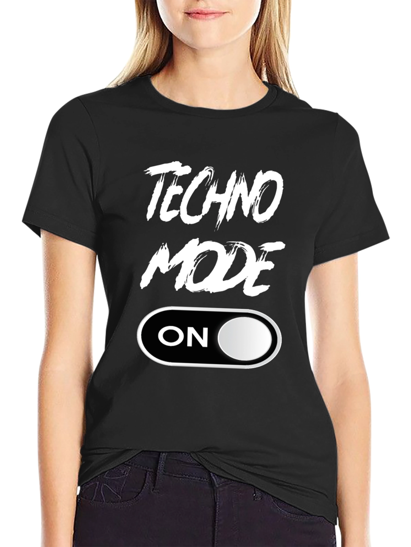Techno Mode ON Black T-Shirt