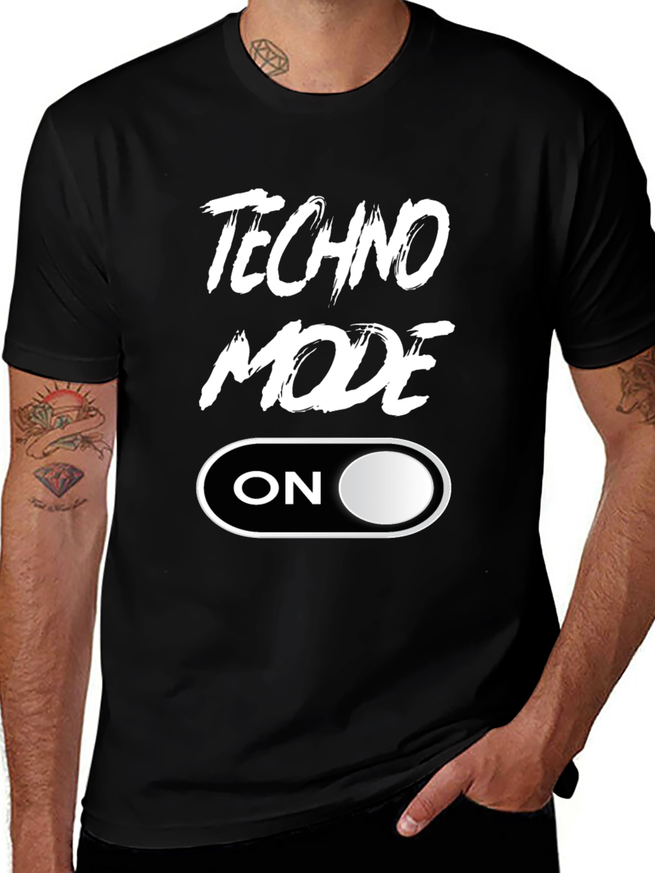 Techno Mode ON Black T-Shirt