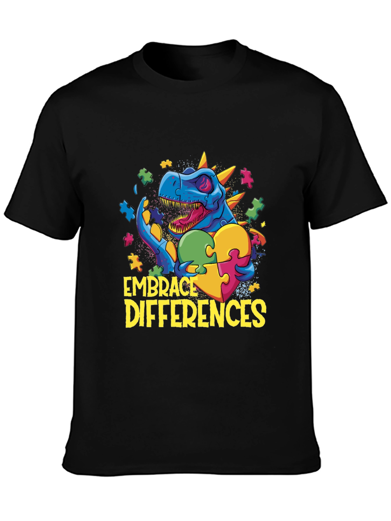 Embrace Differences T-Shirt - Dinosaur Autism Awareness