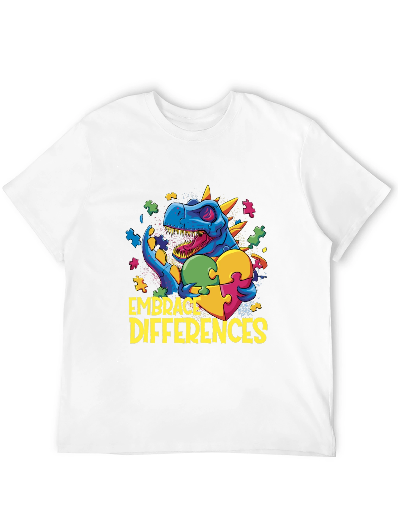 Embrace Differences T-Shirt - Dinosaur Autism Awareness