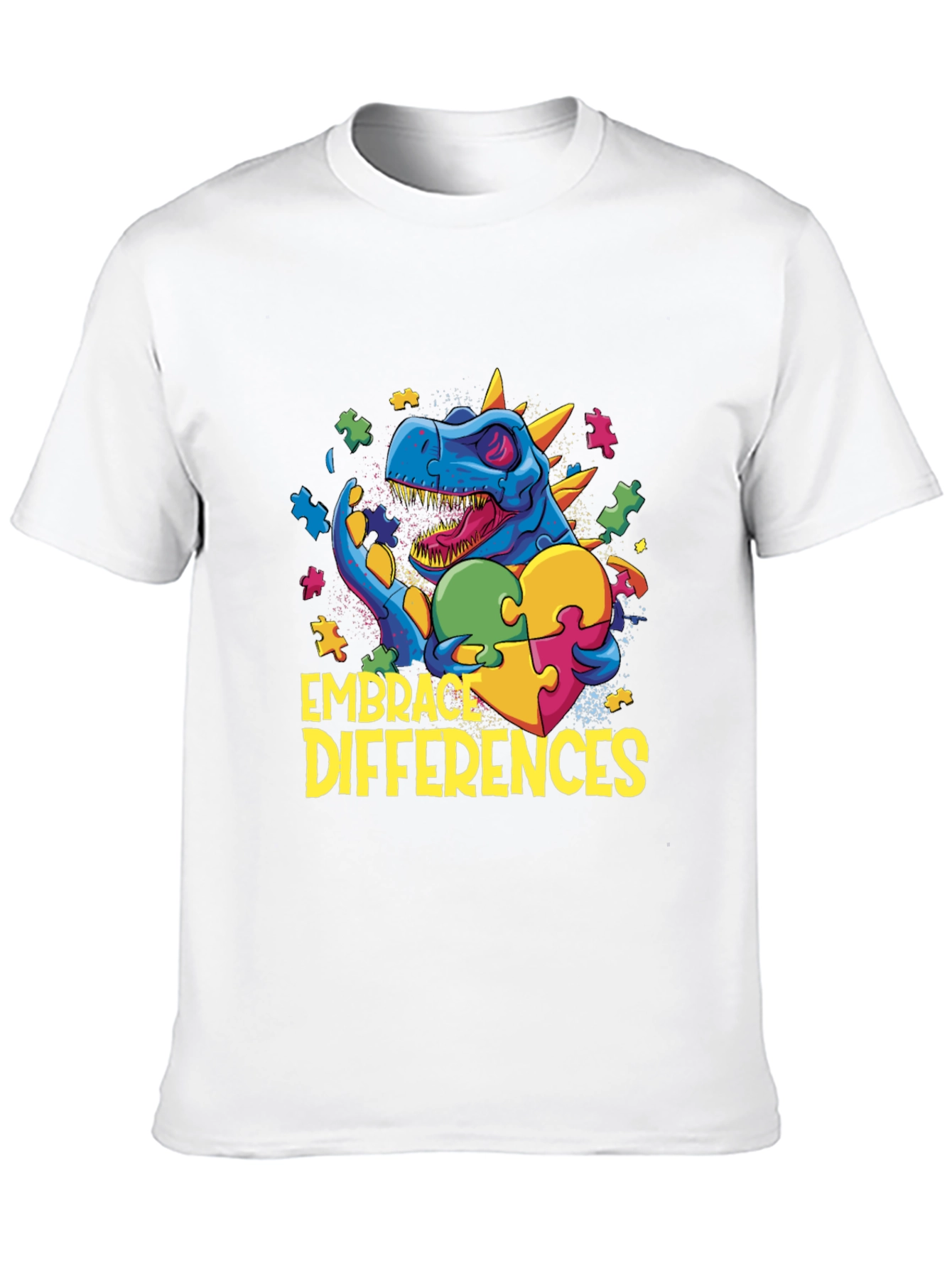 Embrace Differences T-Shirt - Dinosaur Autism Awareness