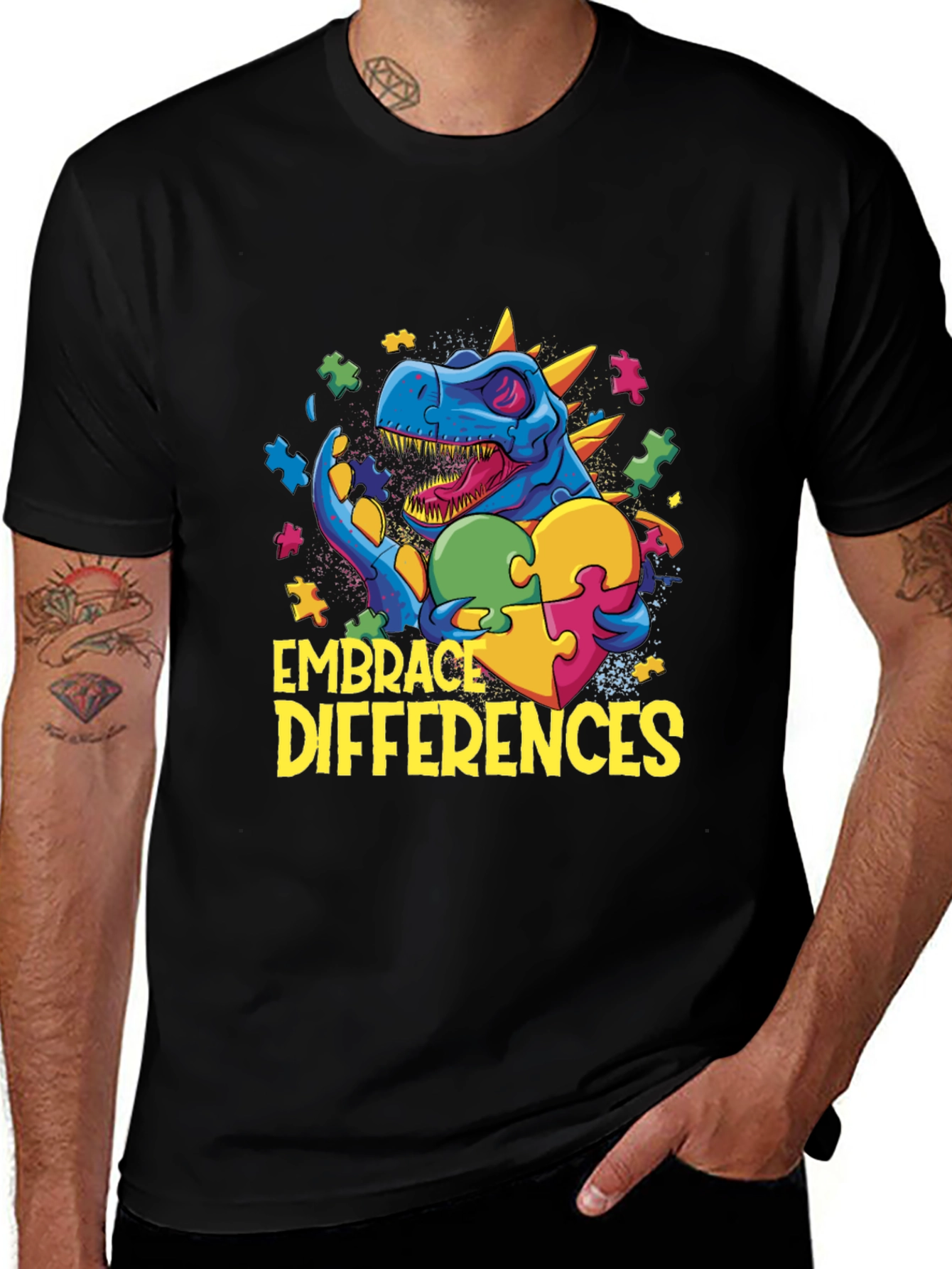 Embrace Differences T-Shirt - Dinosaur Autism Awareness