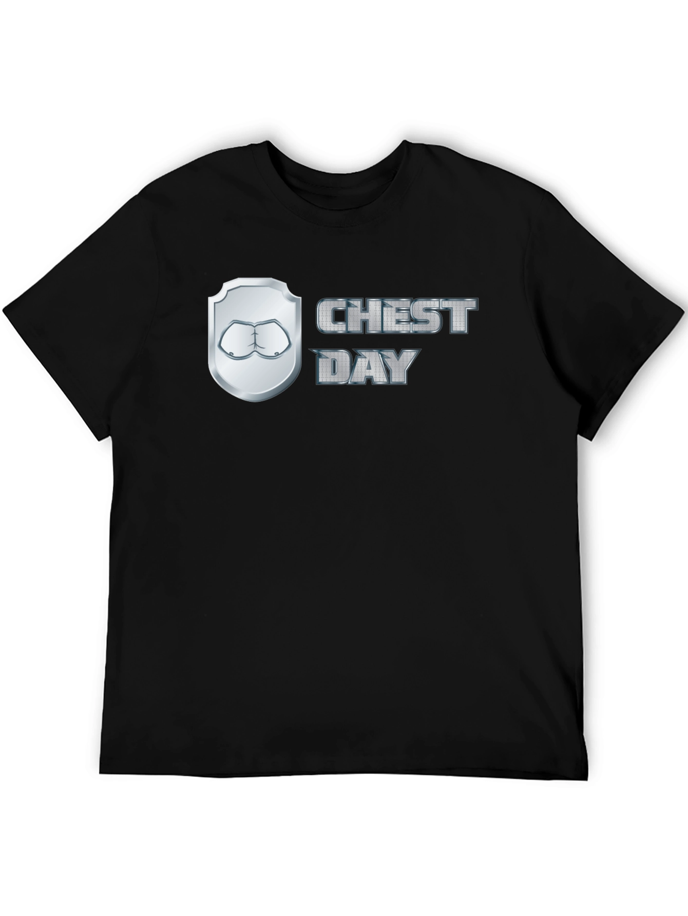 Chest Day Black Graphic T-Shirt Gym Humor Tee