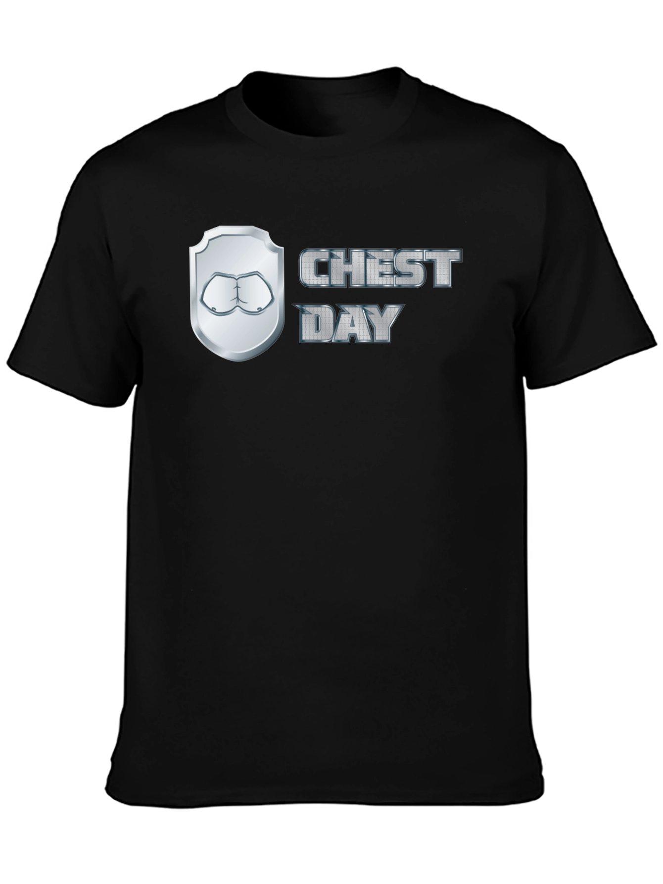 Chest Day Black Graphic T-Shirt Gym Humor Tee