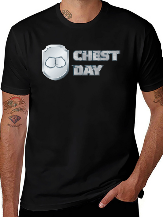 Chest Day Black Graphic T-Shirt Gym Humor Tee