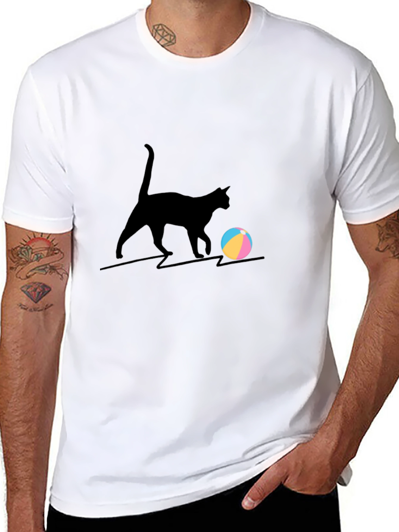 Cat Playing with Ball Graphic Tee