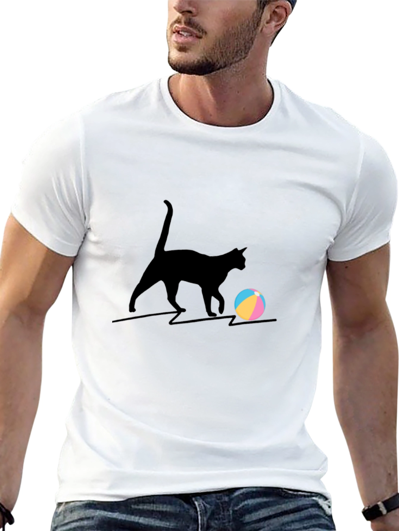 Cat Playing with Ball Graphic Tee