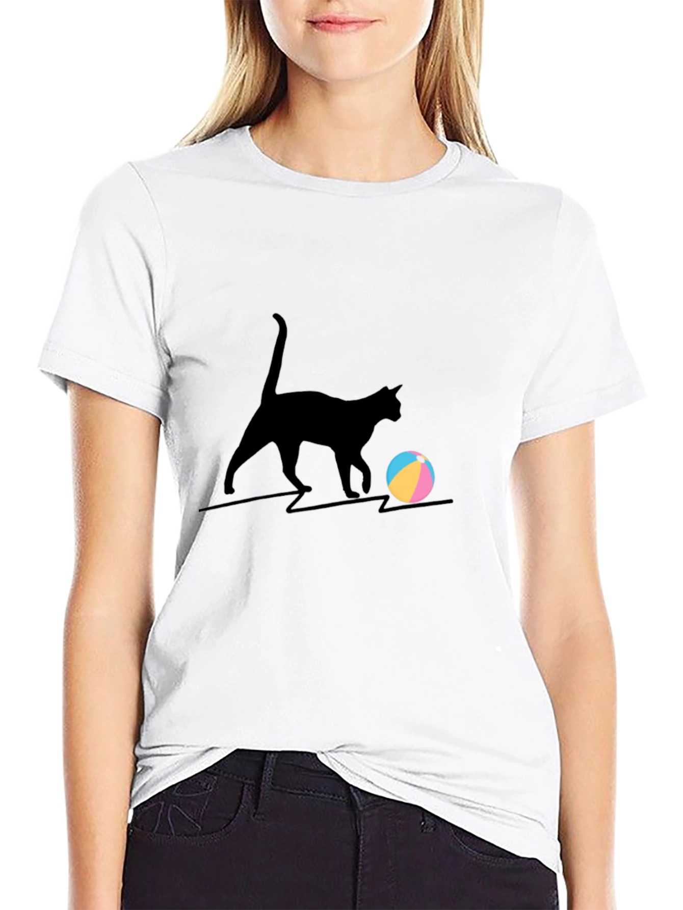Cat Playing with Ball Graphic Tee