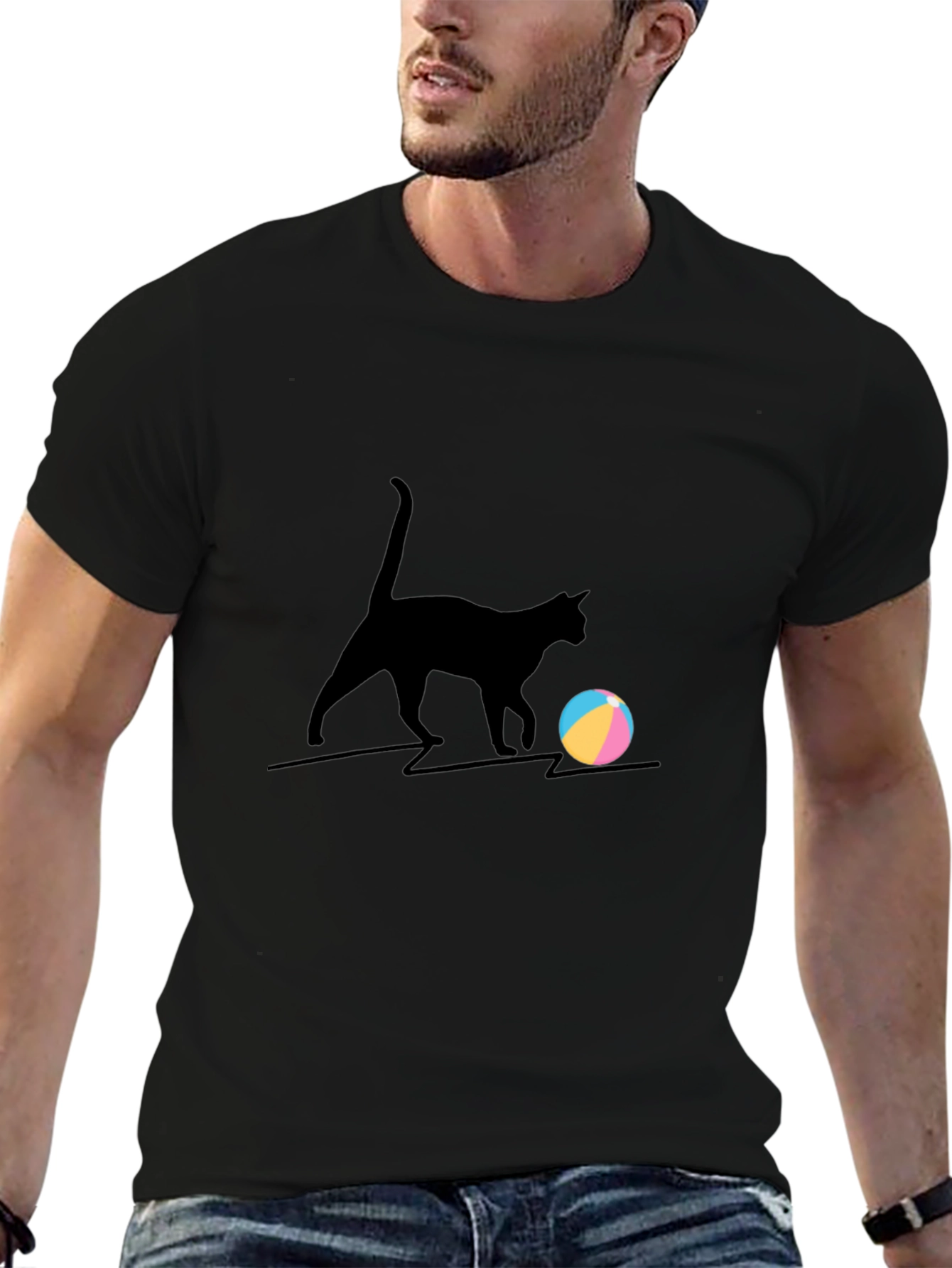 Cat Playing with Ball Graphic Tee