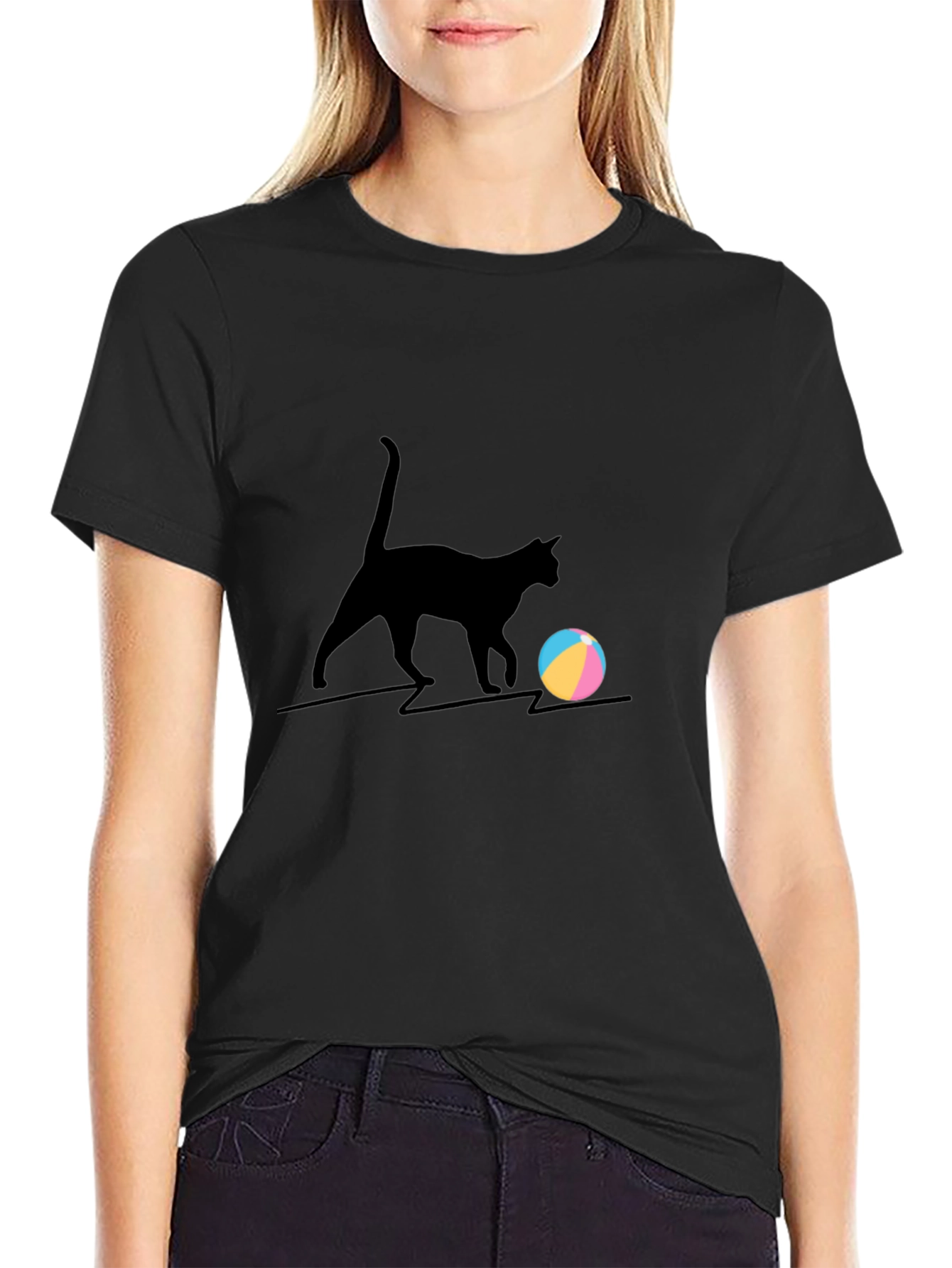 Cat Playing with Ball Graphic Tee