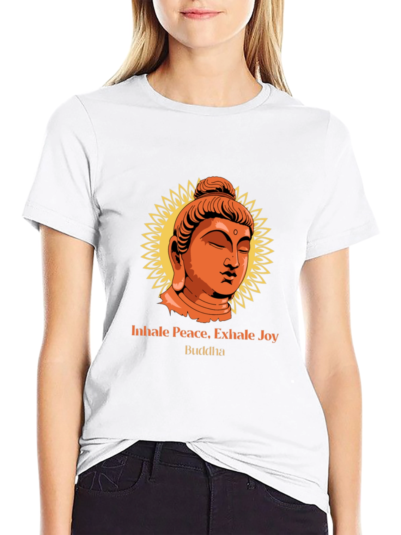 Inhale Peace Buddha Graphic Tee - Black