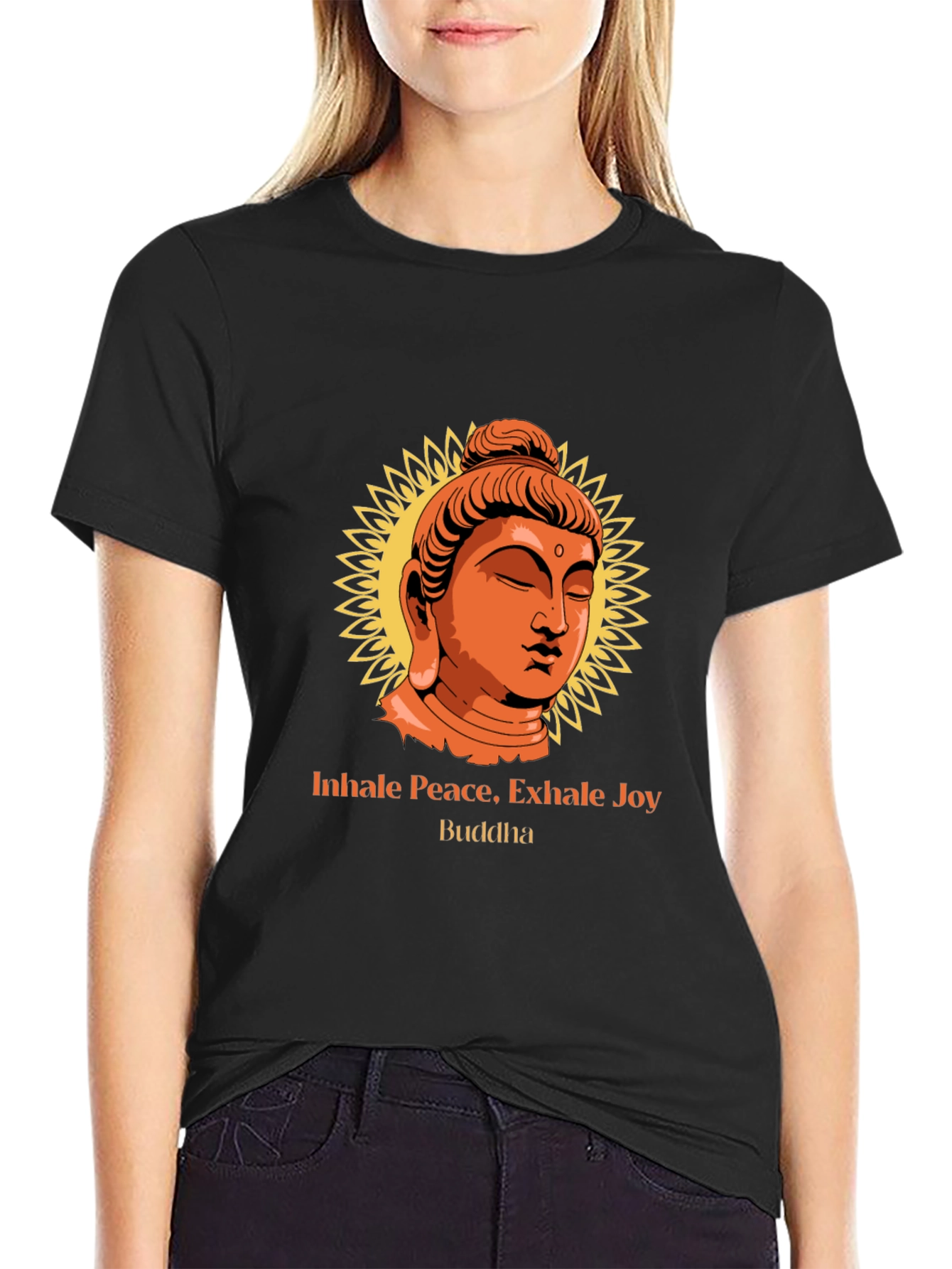 Inhale Peace Buddha Graphic Tee - Black