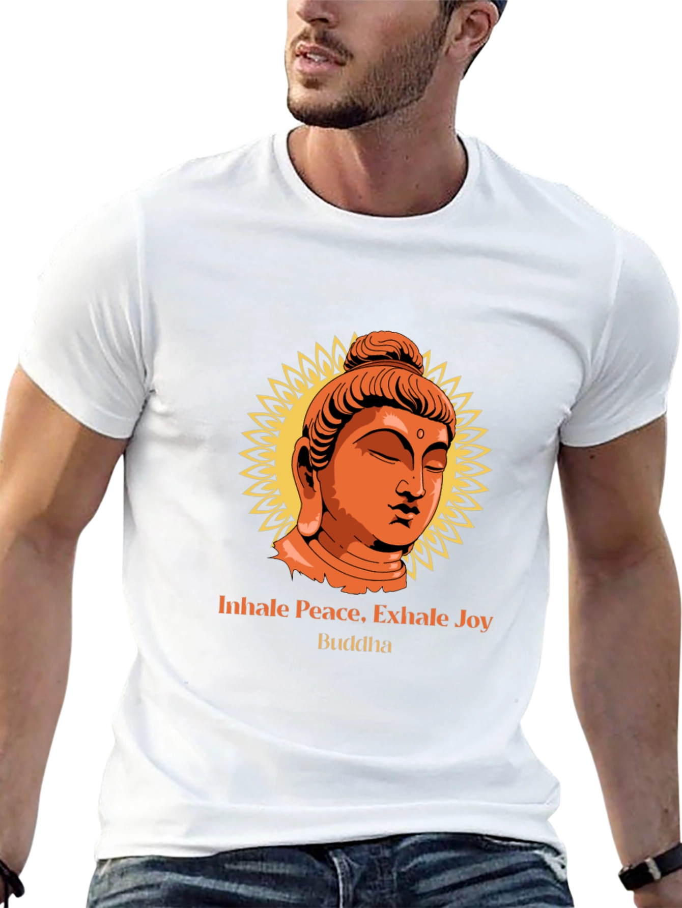 Inhale Peace Buddha Graphic Tee - Black