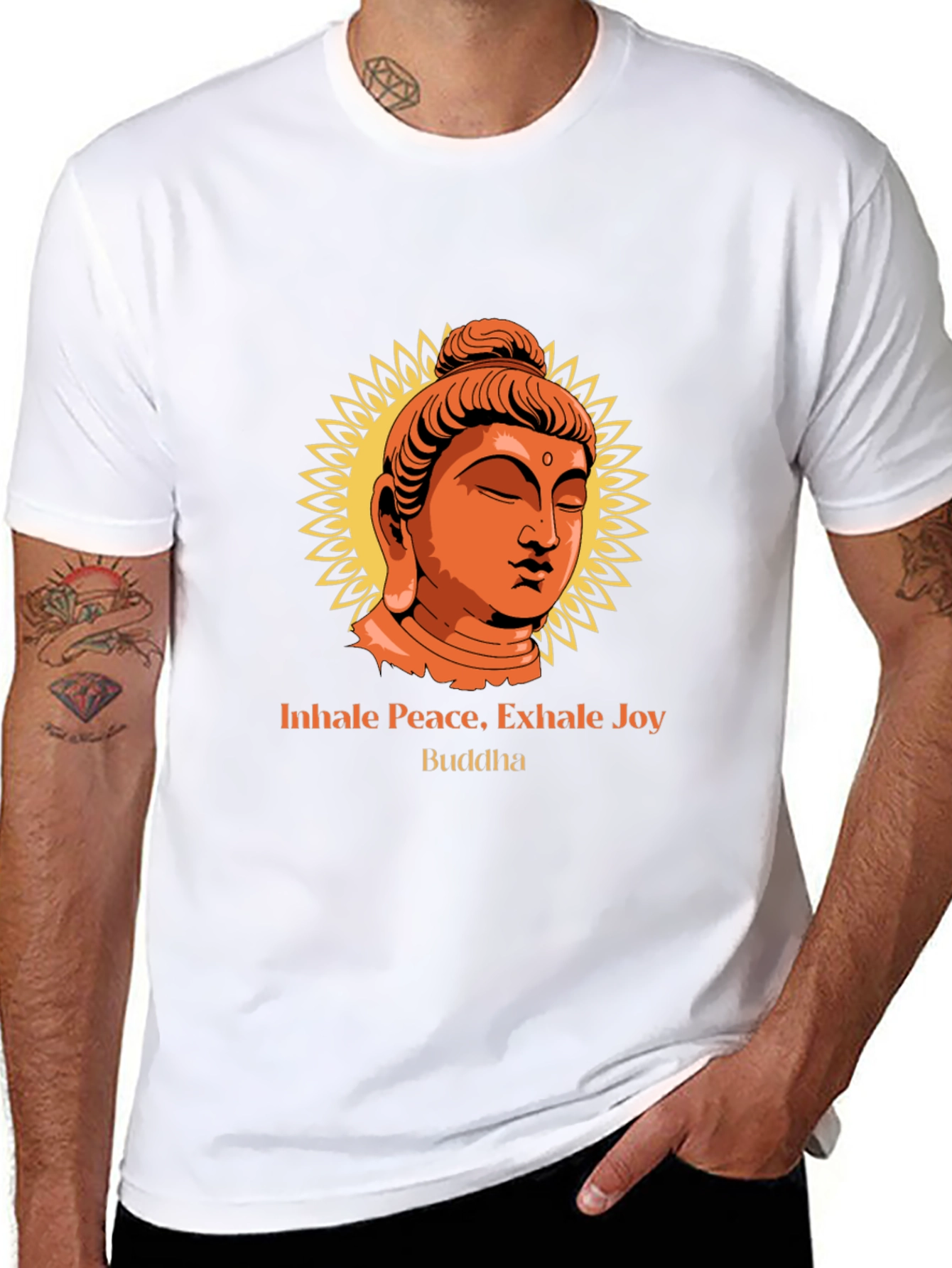 Inhale Peace Buddha Graphic Tee - Black