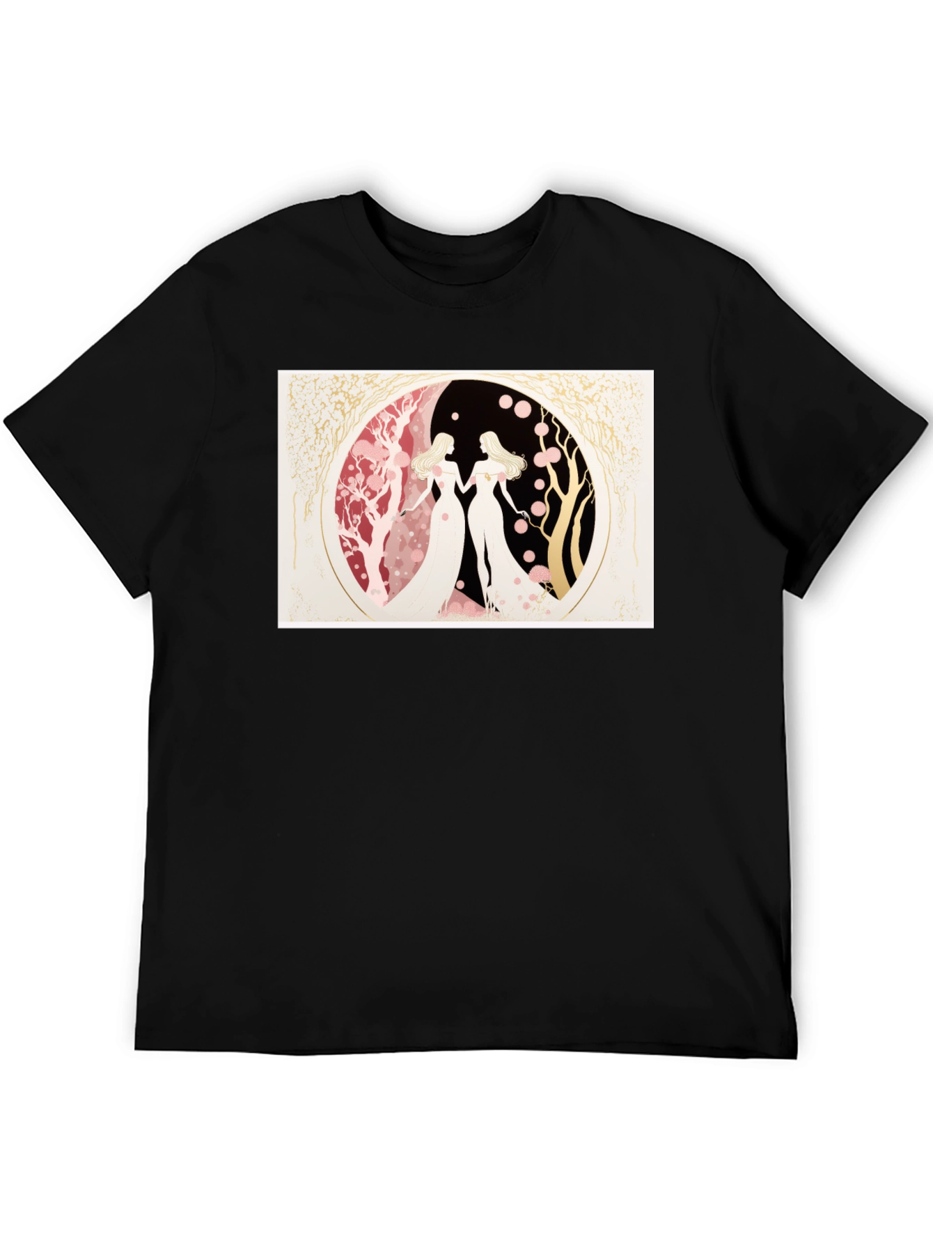 Yin Yang Twin Women Black T-Shirt