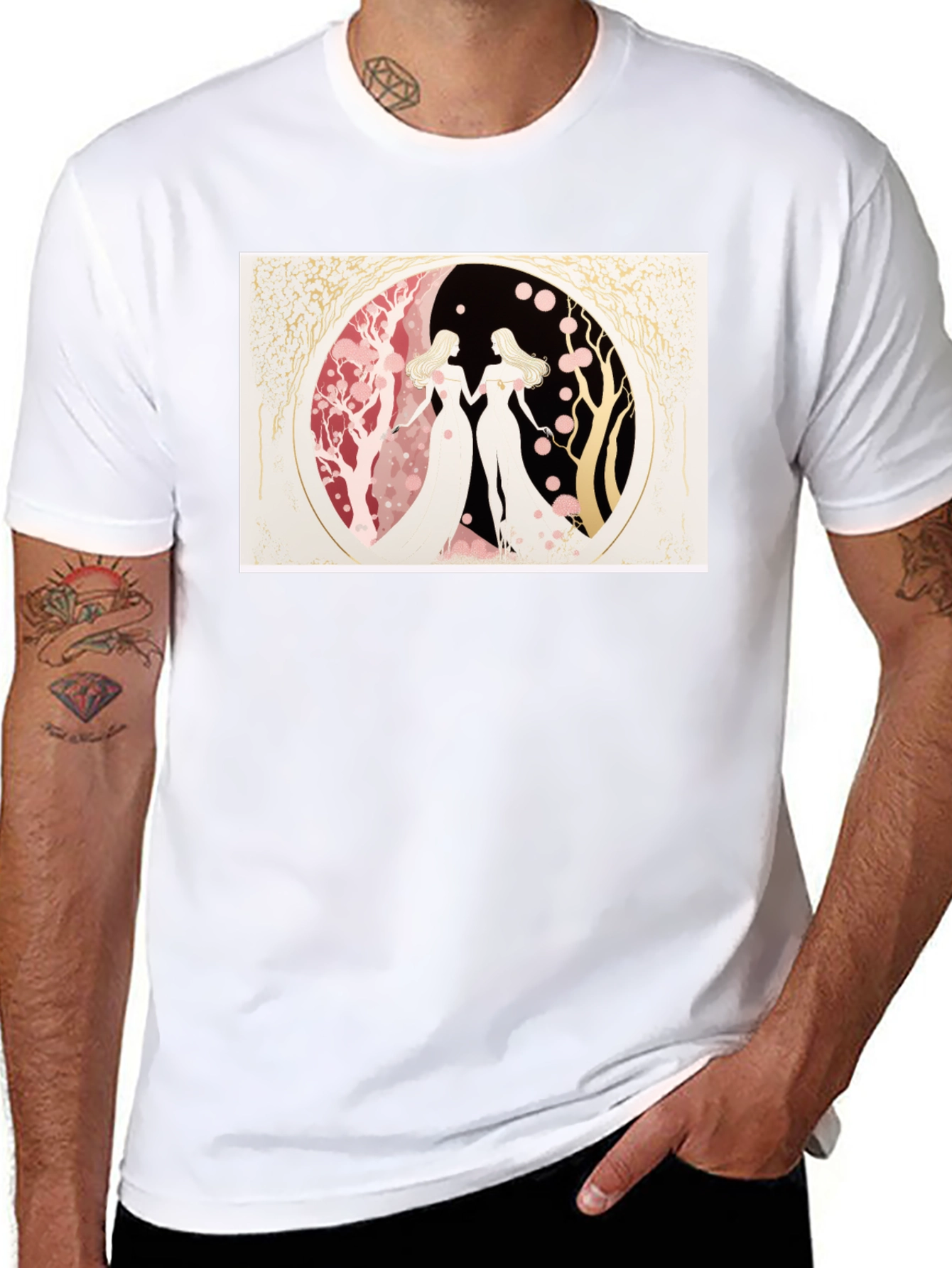 Yin Yang Twin Women Black T-Shirt