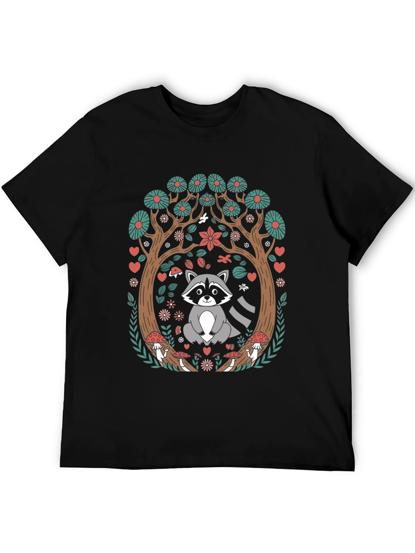 Whimsical Raccoon in Forest T-Shirt