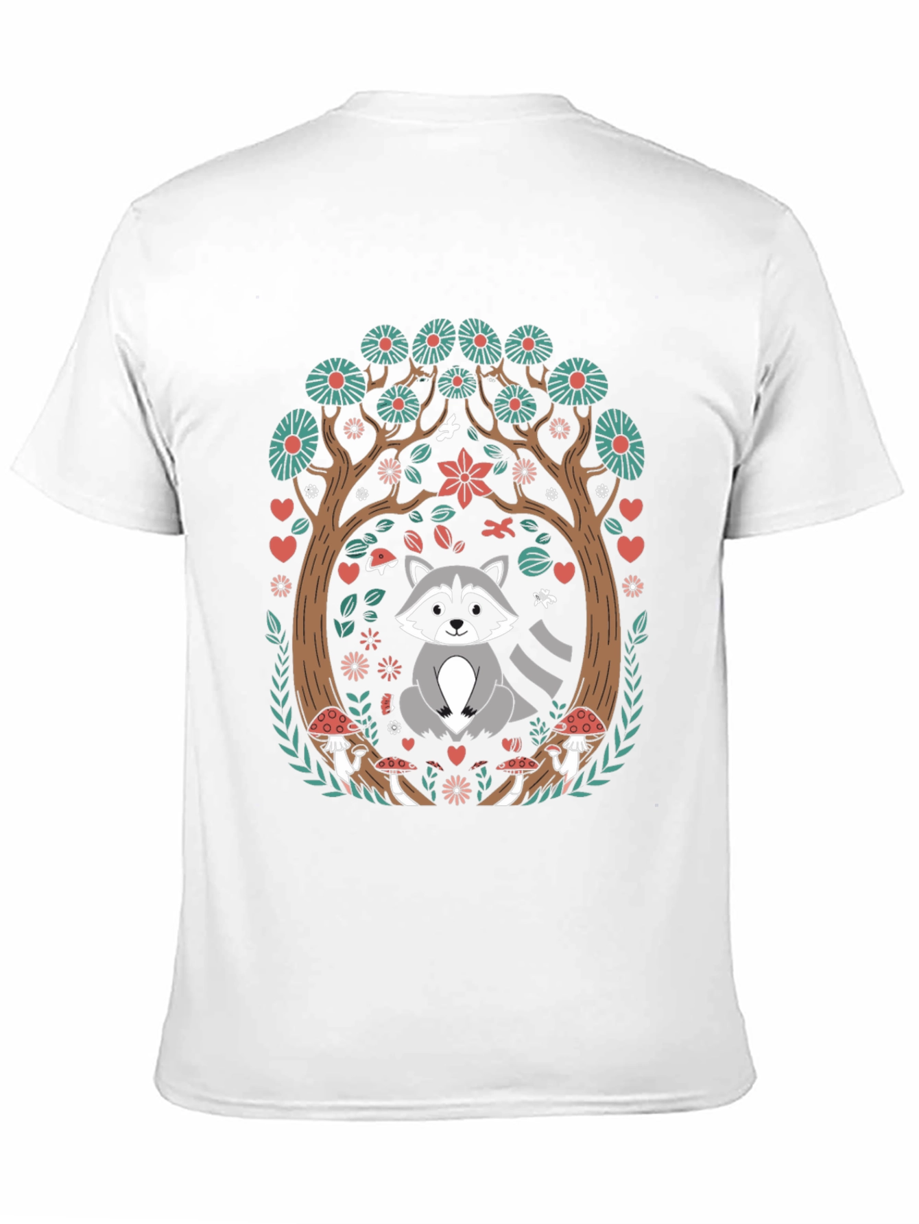 Whimsical Raccoon in Forest T-Shirt