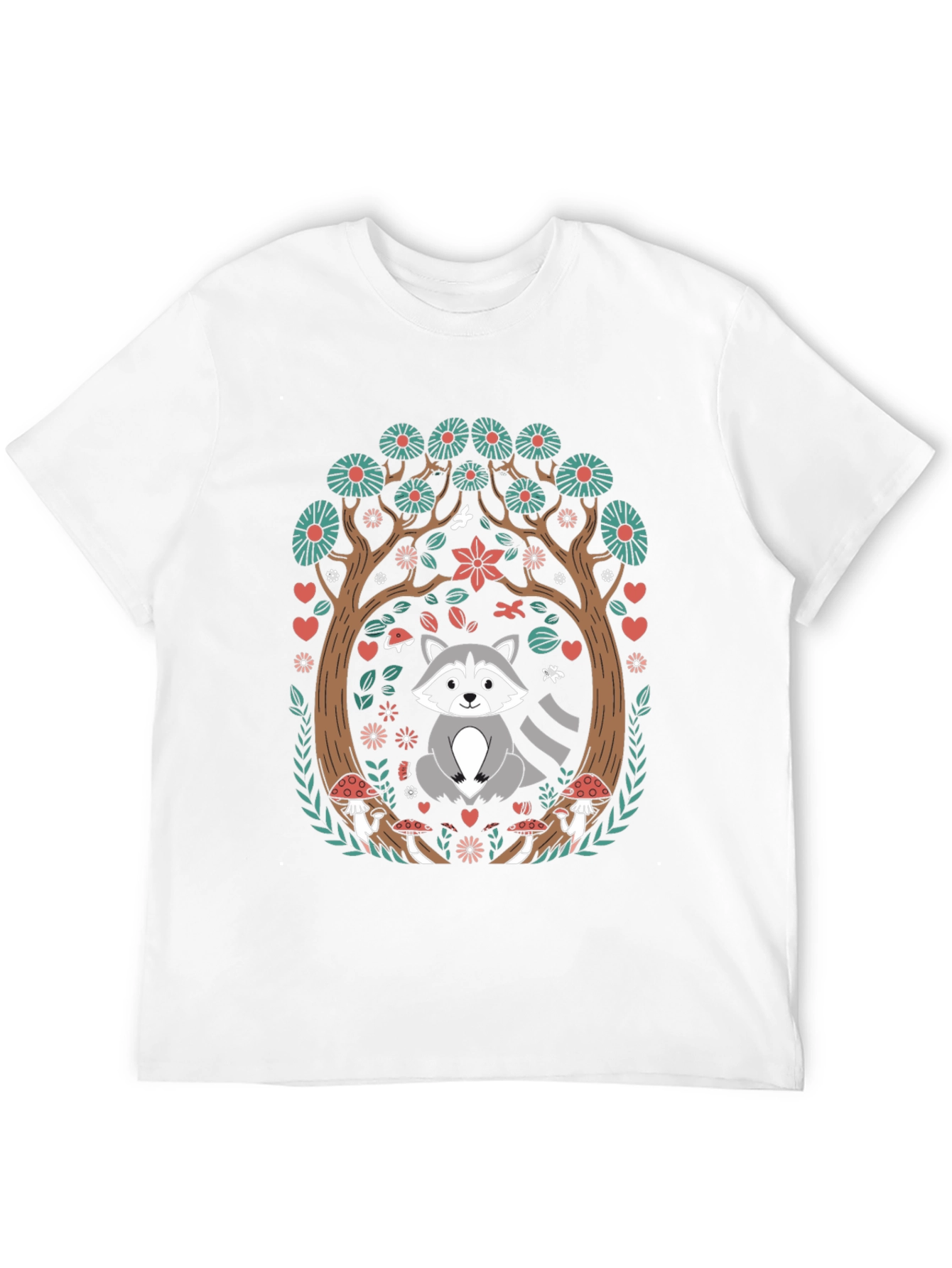 Whimsical Raccoon in Forest T-Shirt
