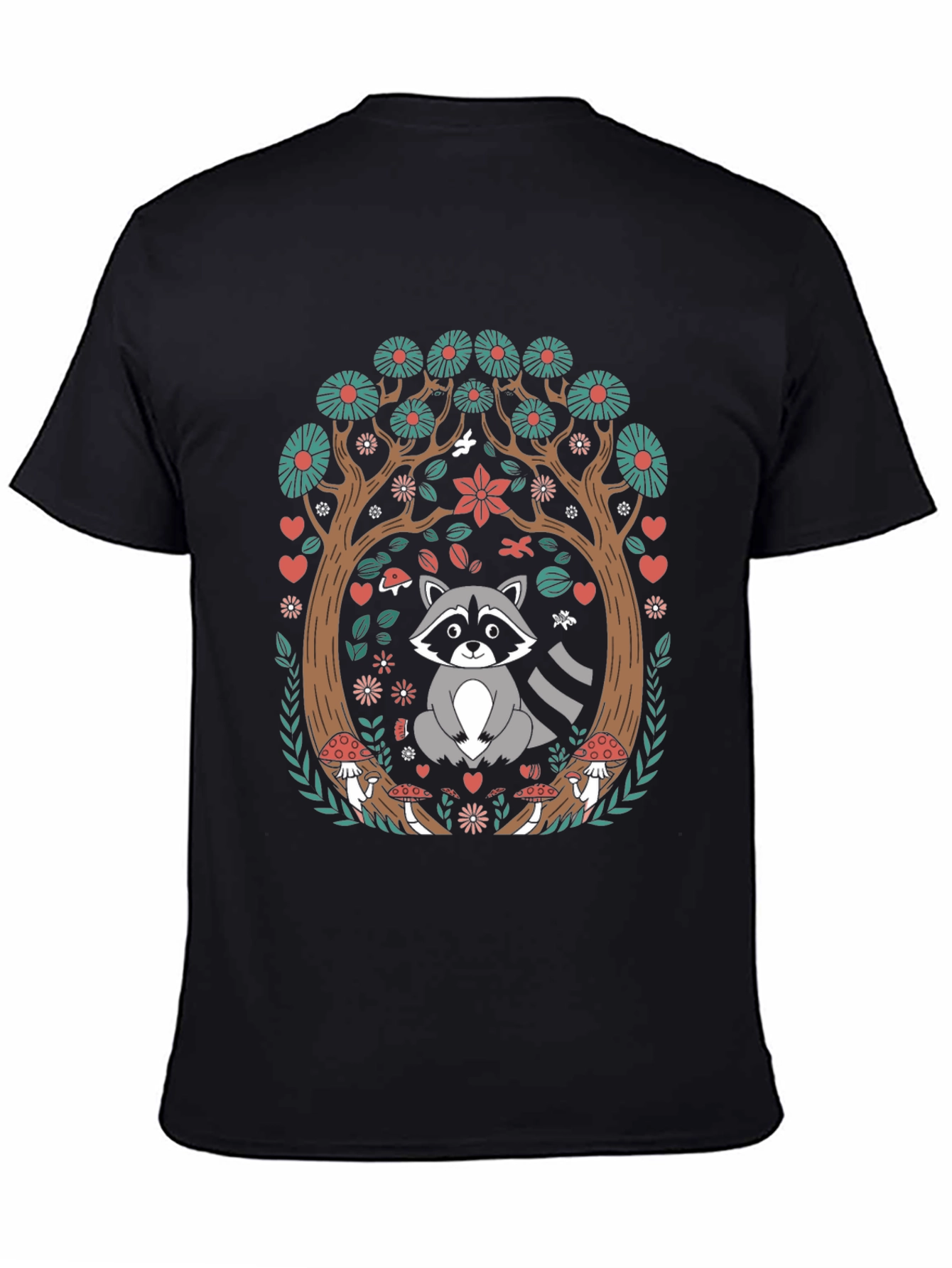 Whimsical Raccoon in Forest T-Shirt