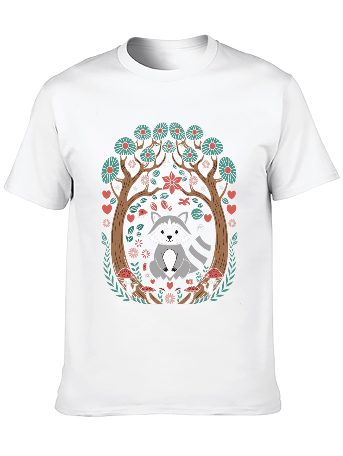 Whimsical Raccoon in Forest T-Shirt