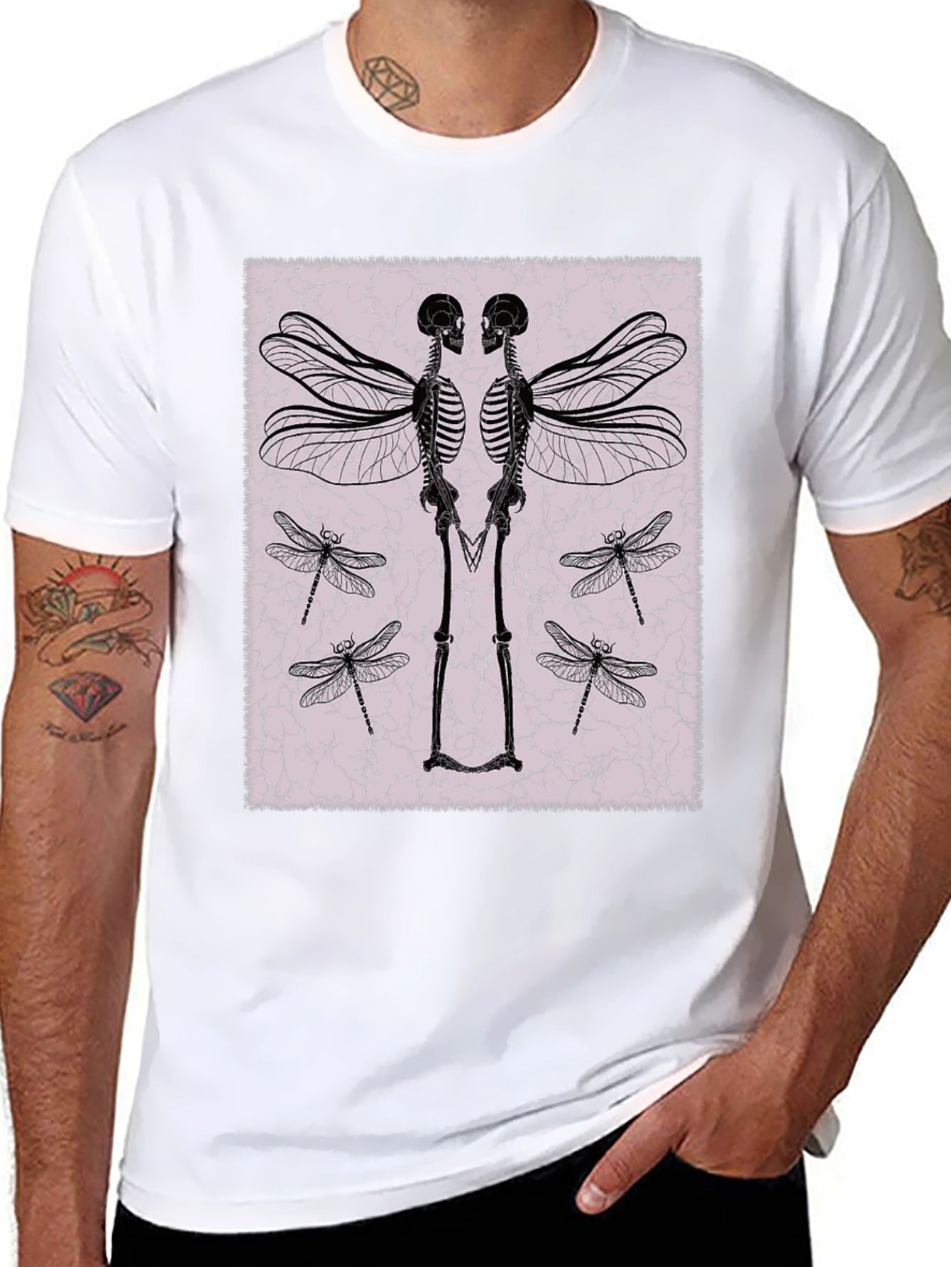 Winged Skeleton Graphic Tee - Black
