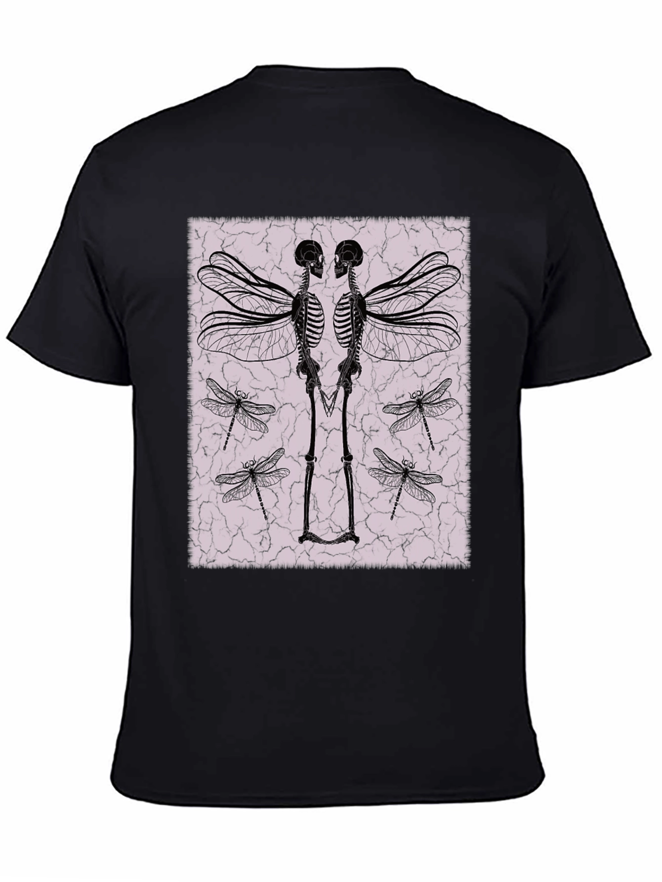 Winged Skeleton Graphic Tee - Black