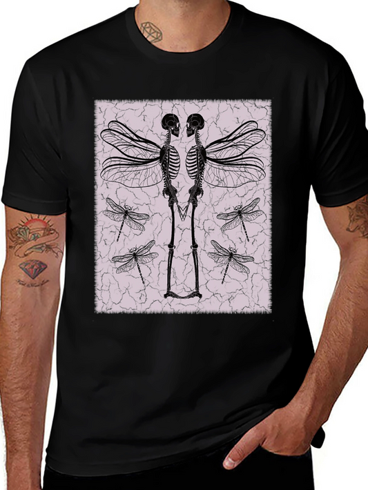 Winged Skeleton Graphic Tee - Black