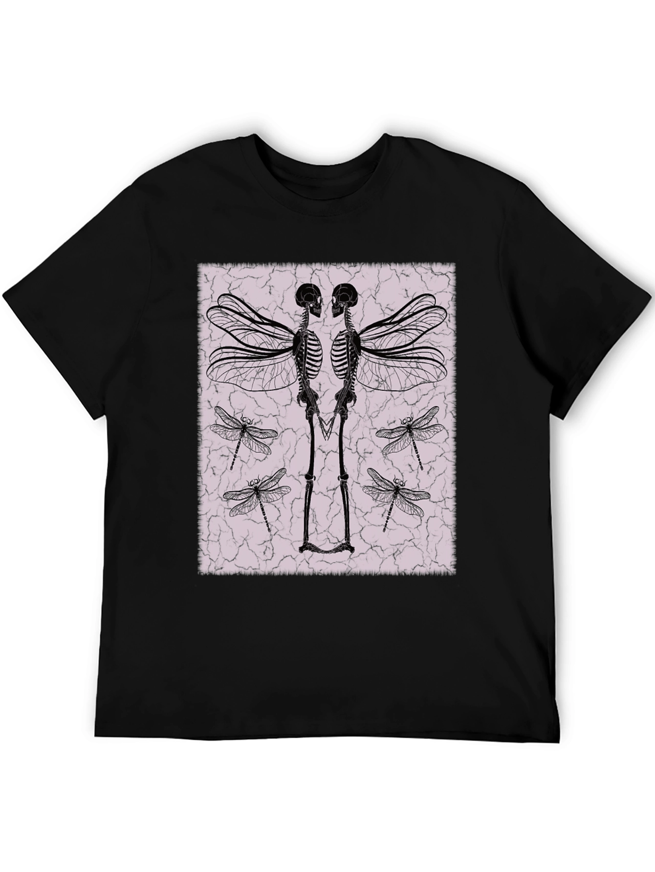 Winged Skeleton Graphic Tee - Black