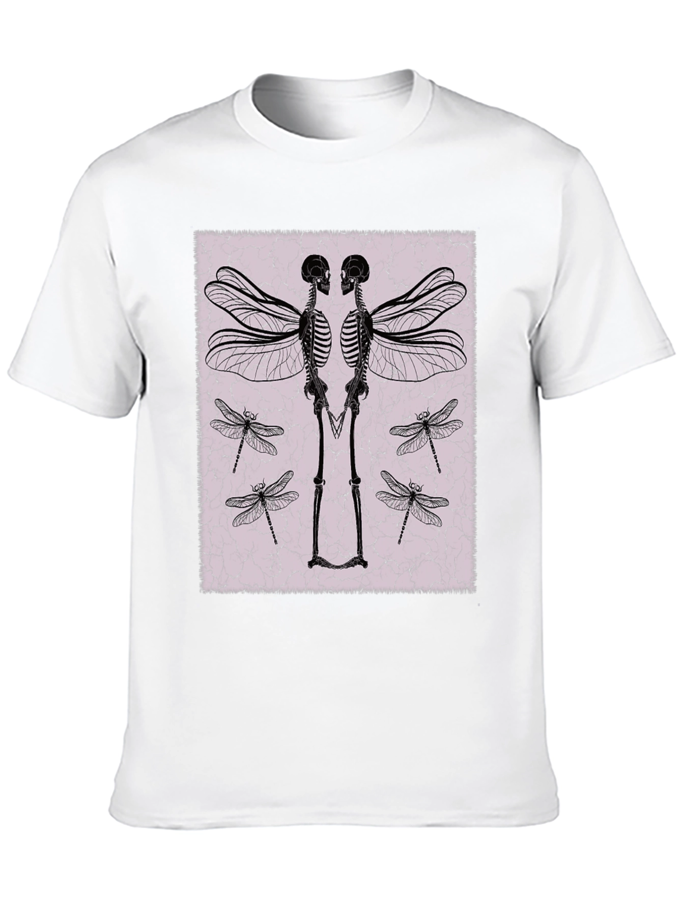 Winged Skeleton Graphic Tee - Black