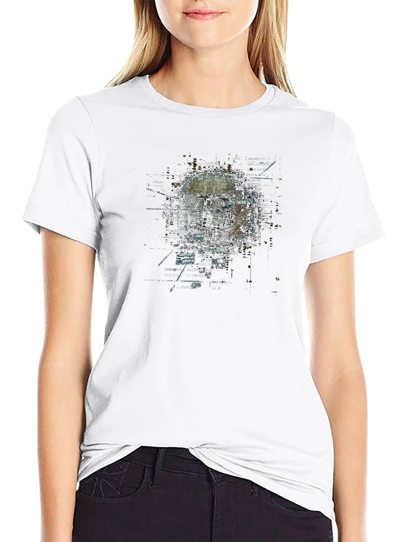 Bitcoin Graphic Print Black T-Shirt