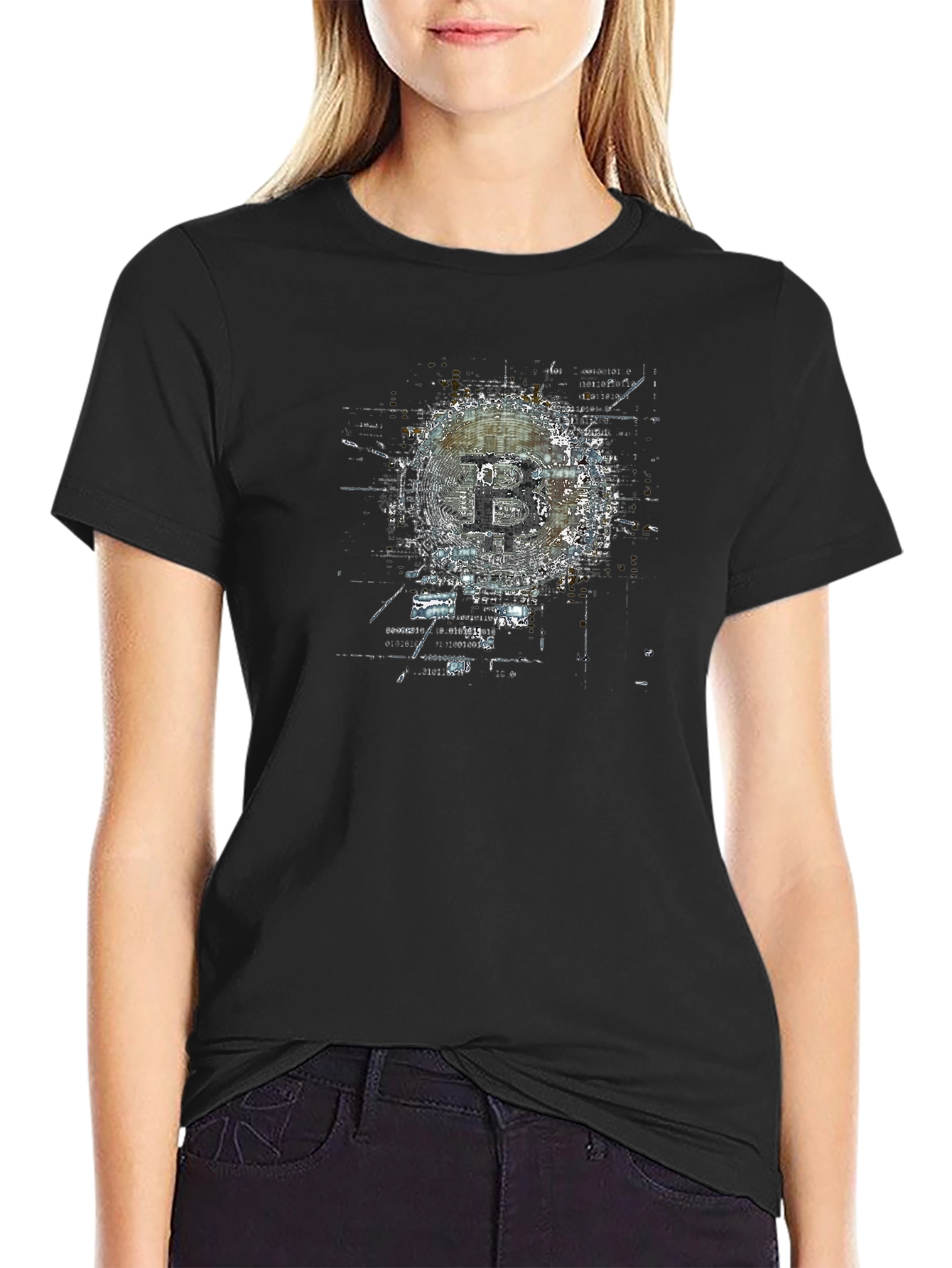 Bitcoin Graphic Print Black T-Shirt