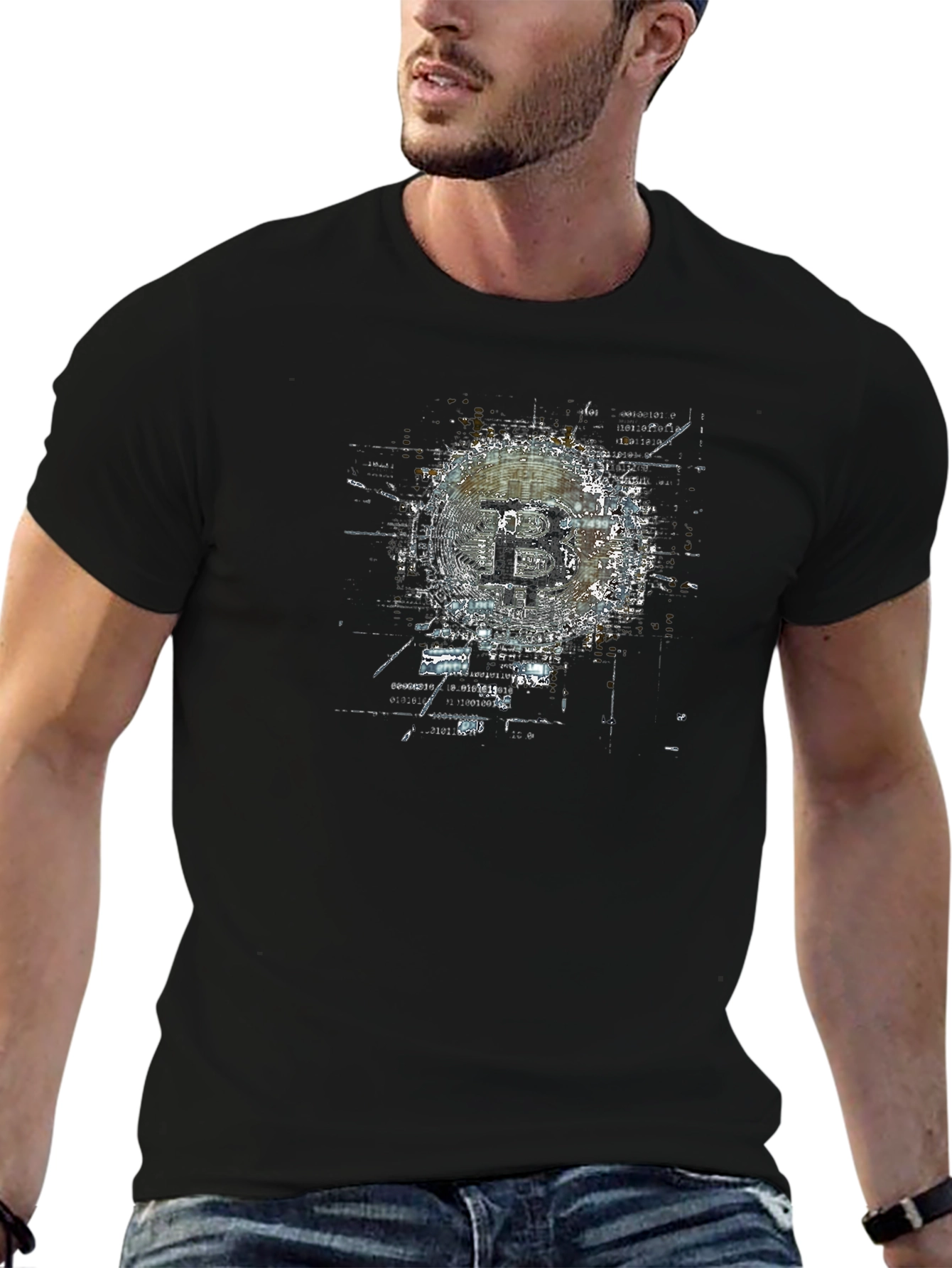 Bitcoin Graphic Print Black T-Shirt