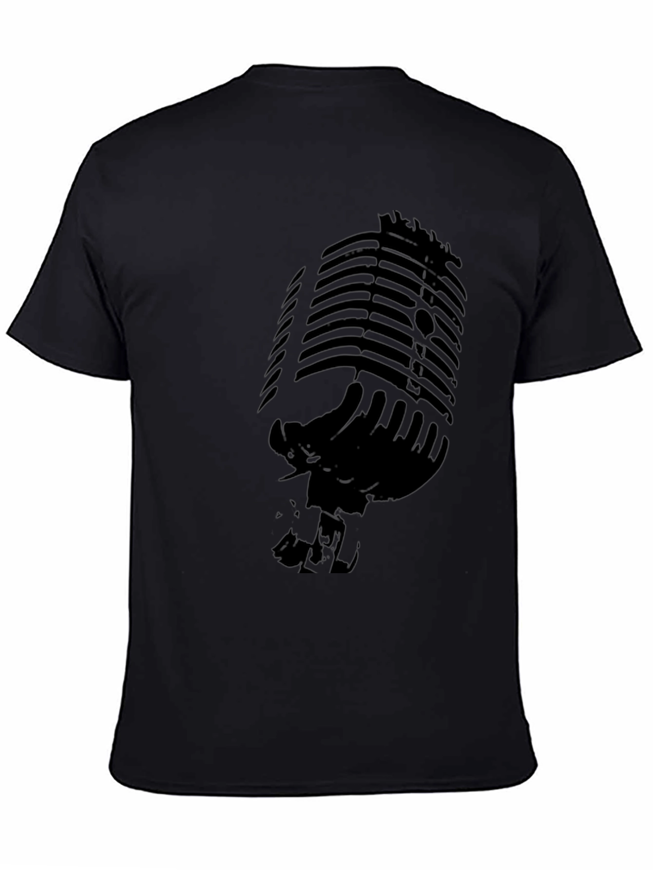 Retro Microphone Graphic T-Shirt - Black