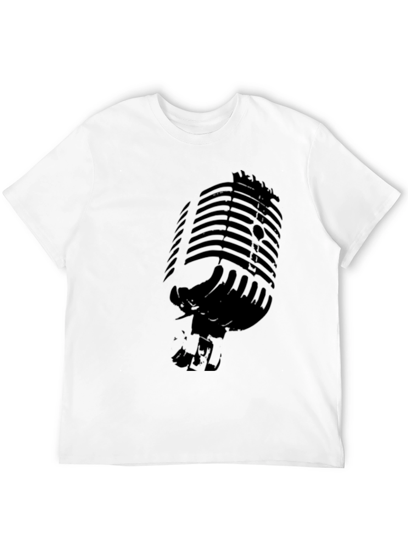 Retro Microphone Graphic T-Shirt - Black