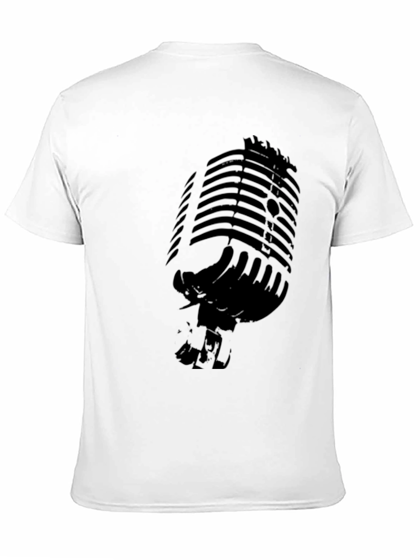 Retro Microphone Graphic T-Shirt - Black